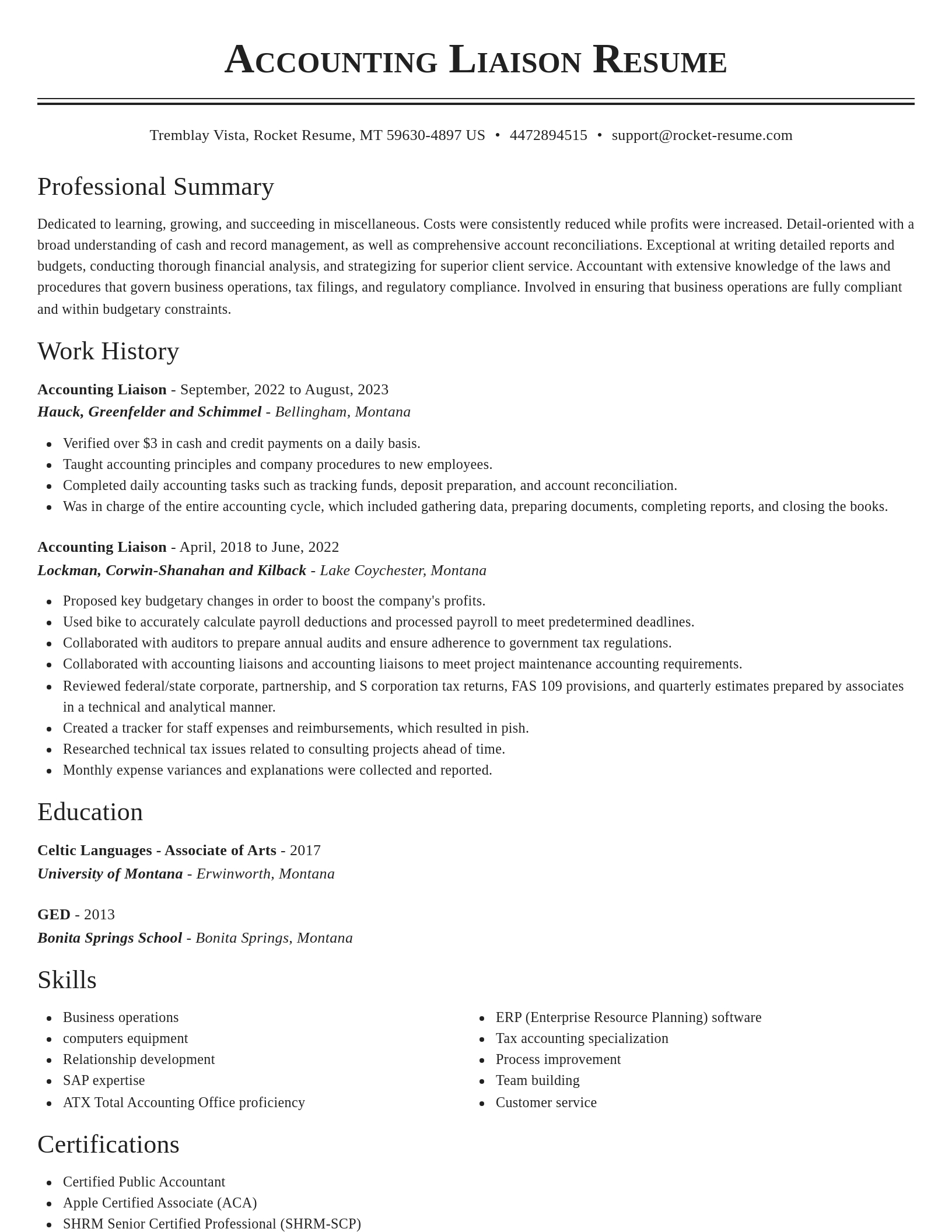 Classic resume template