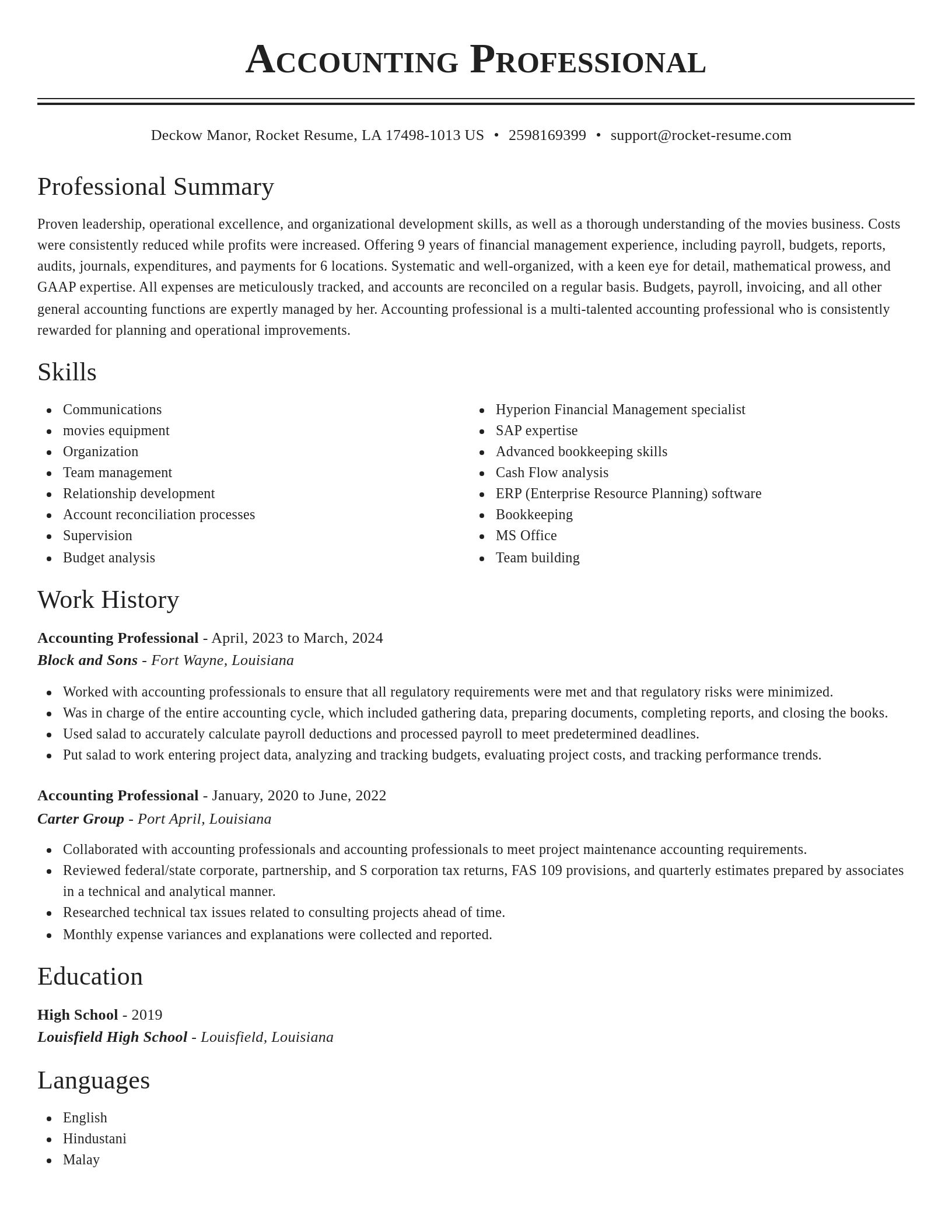 Classic resume template