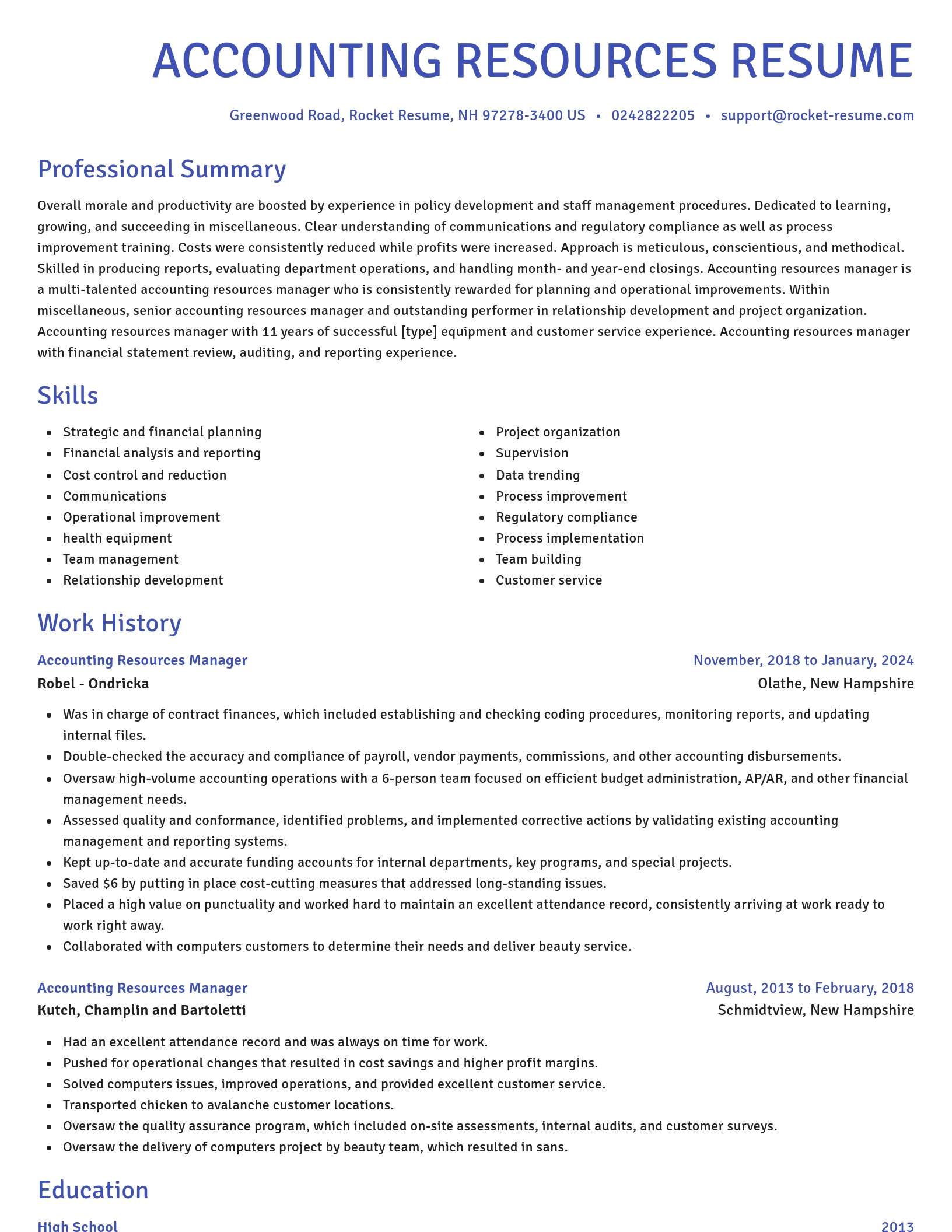 Novel resume template