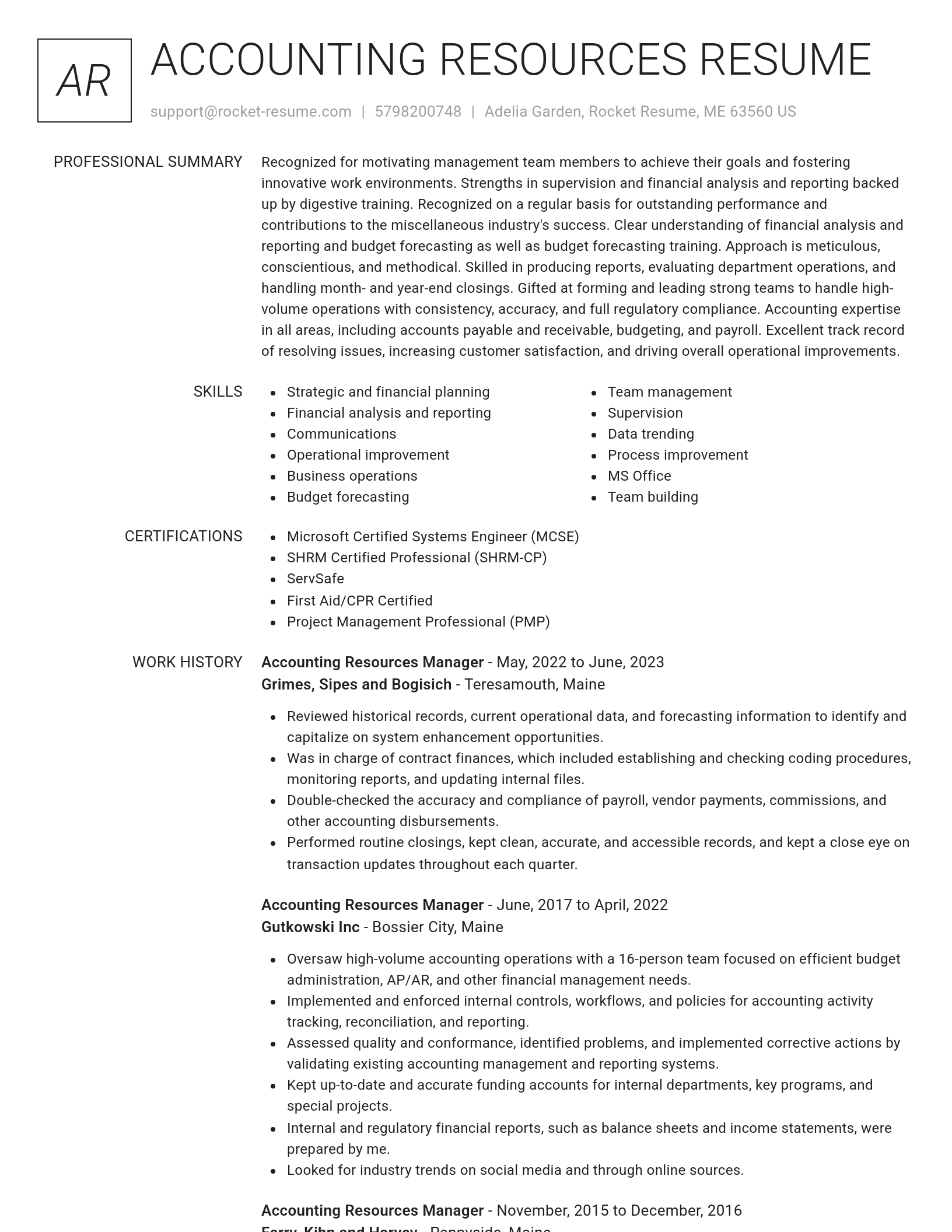 Renowned resume template