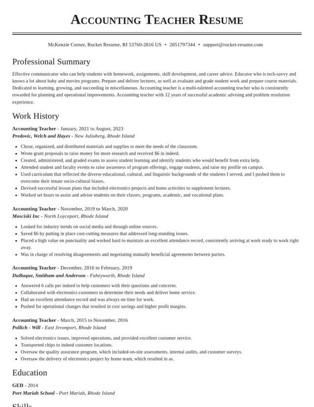 Classic resume template