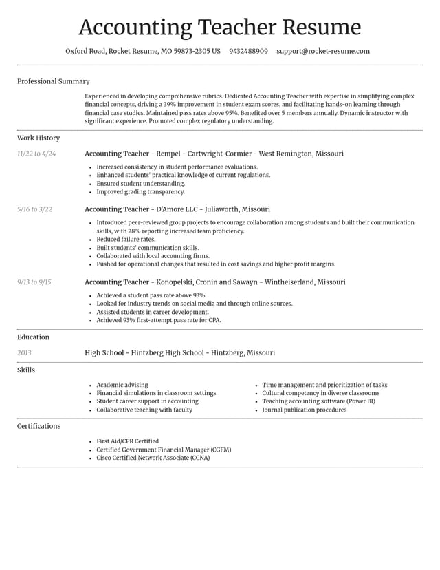 Dignified resume template