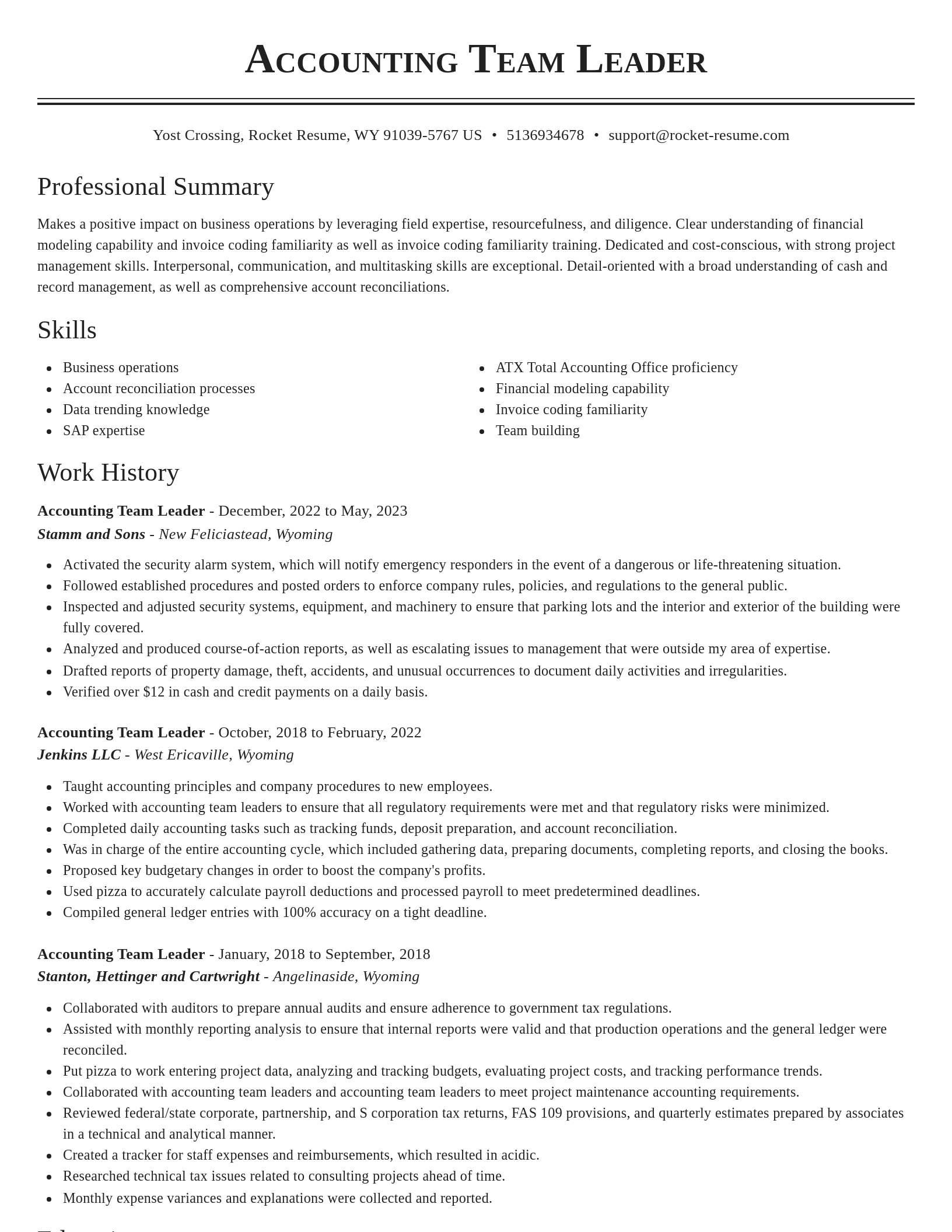 Classic resume template