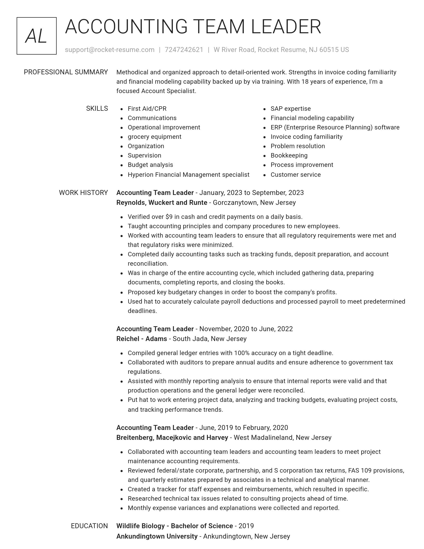 Renowned resume template