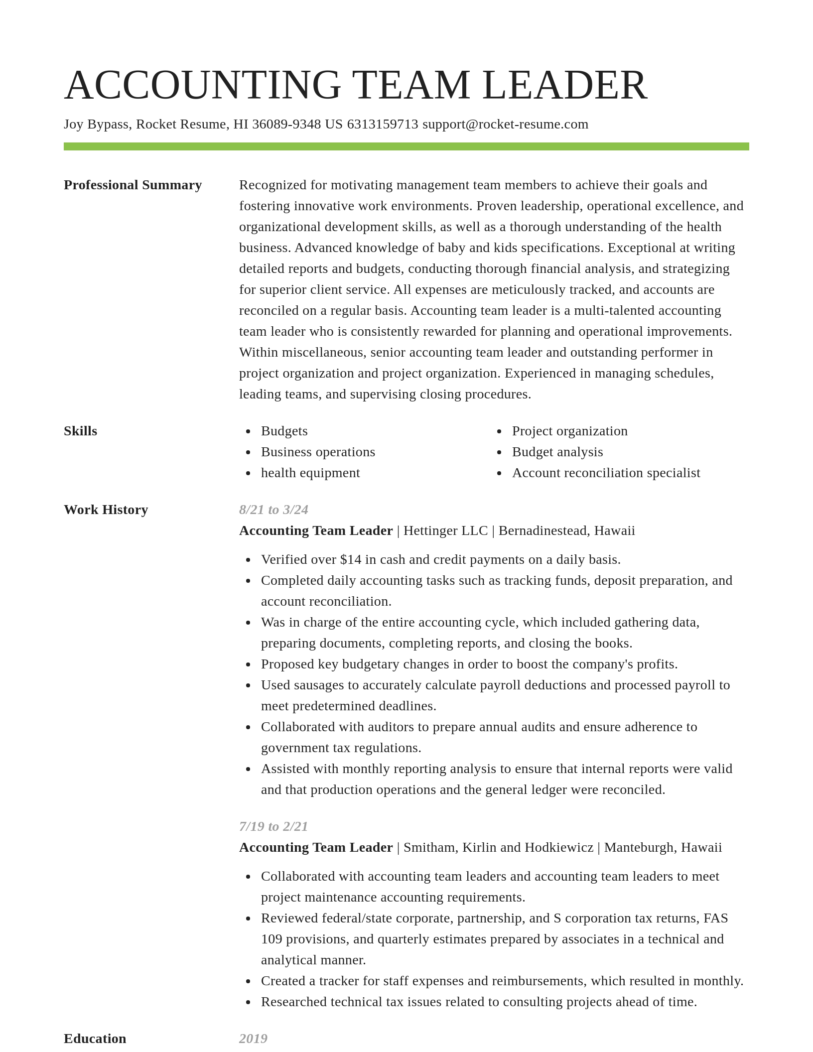 Smart resume template