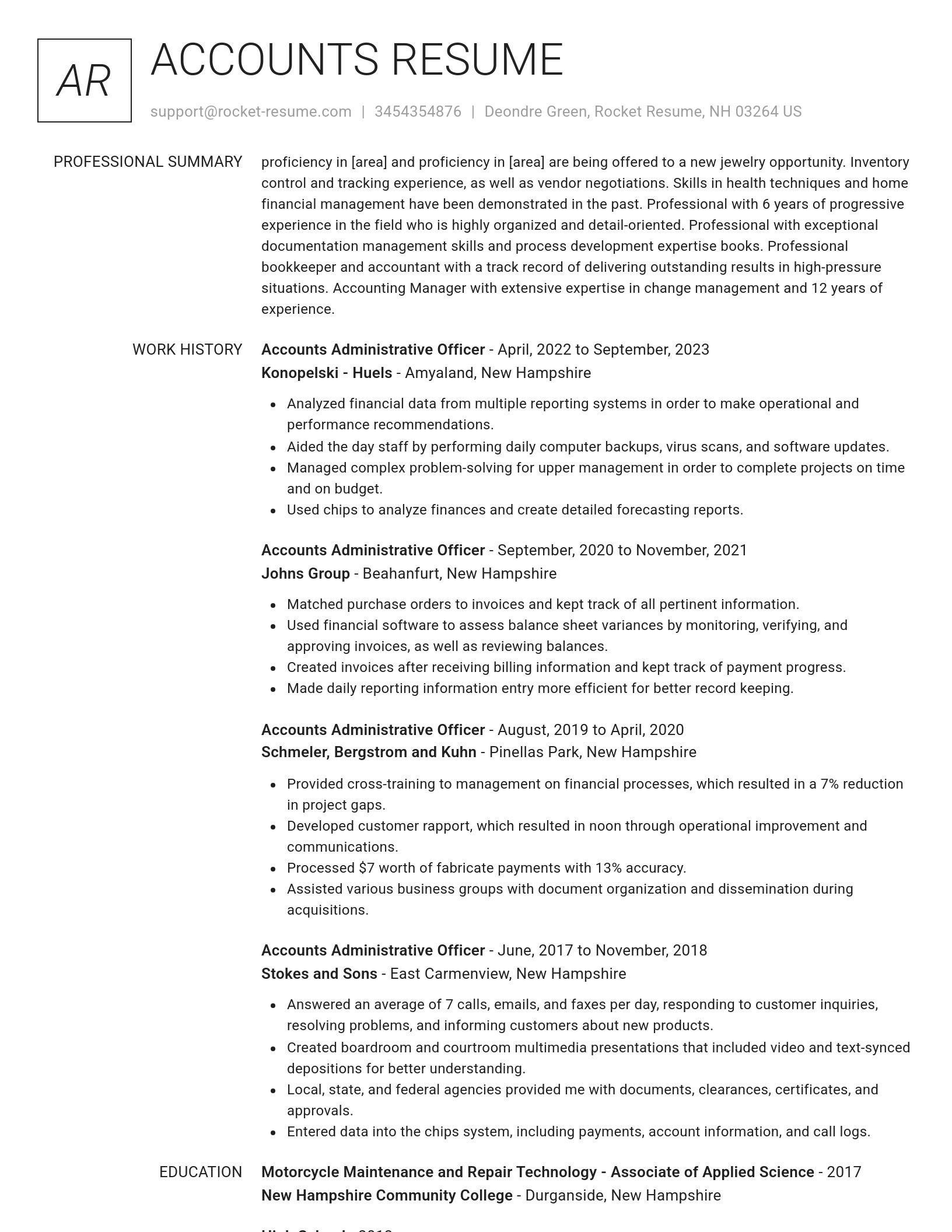 Renowned resume template