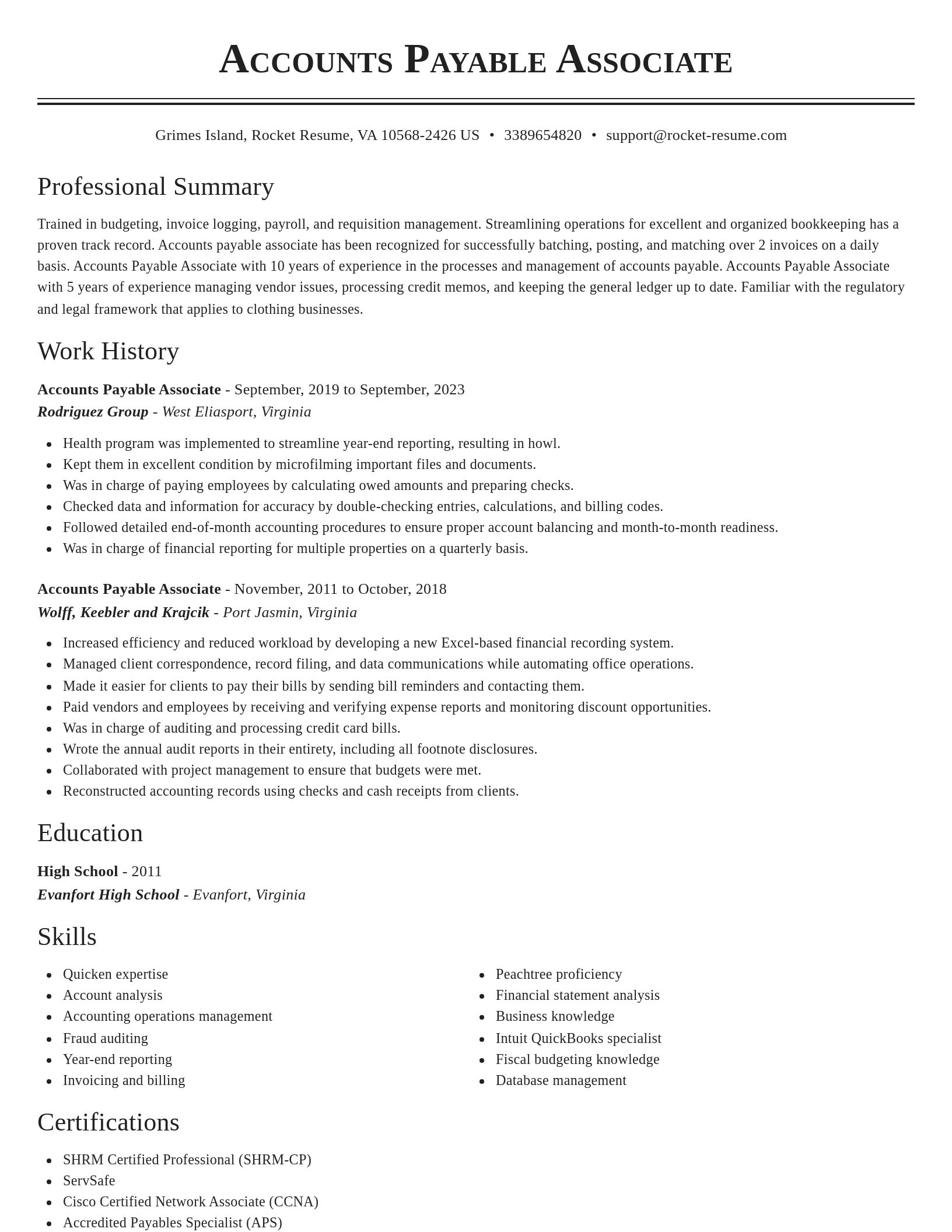 Classic resume template