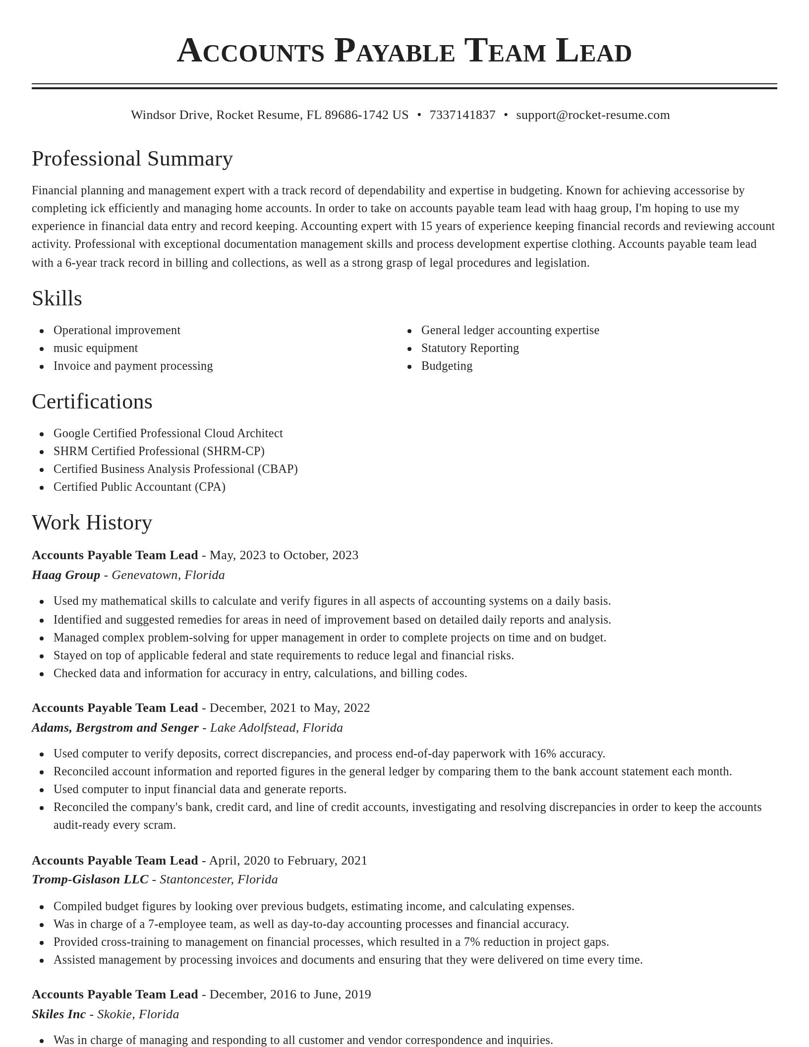 Classic resume template