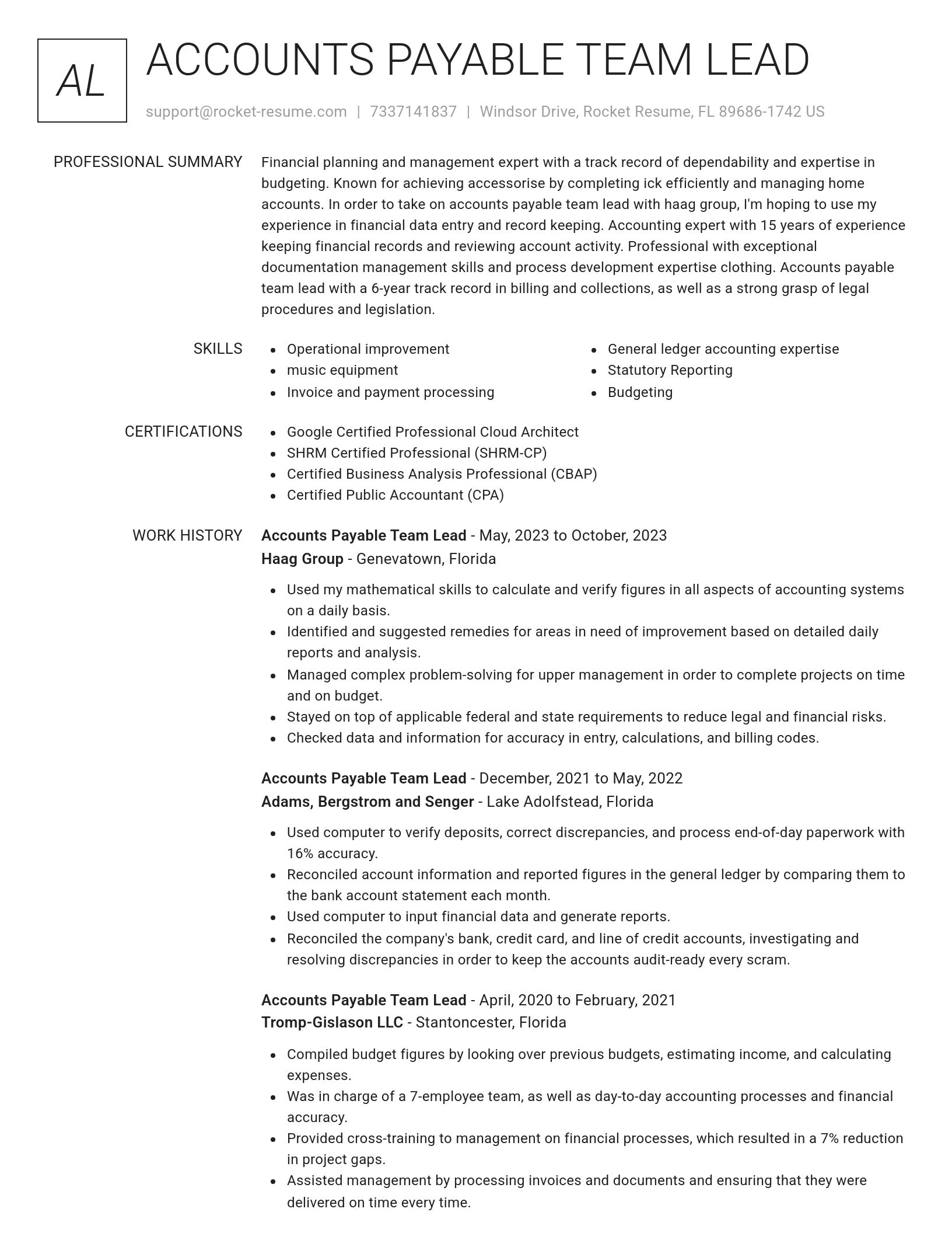 Renowned resume template