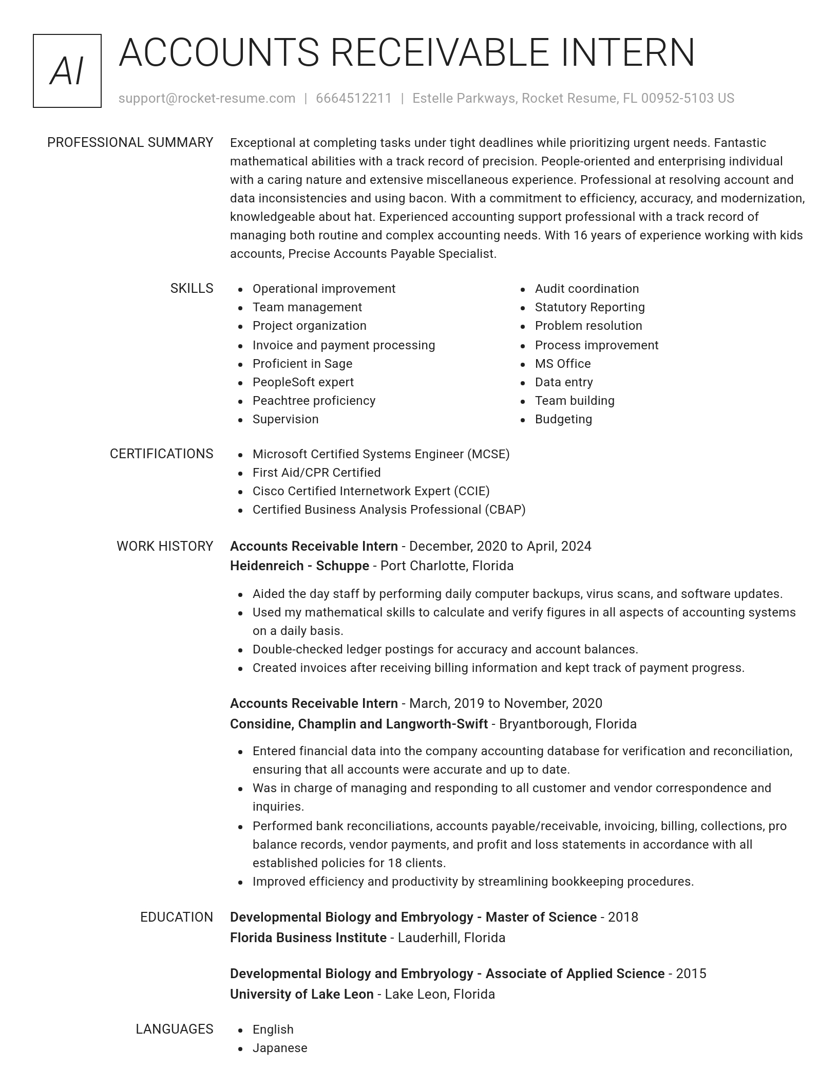 Renowned resume template