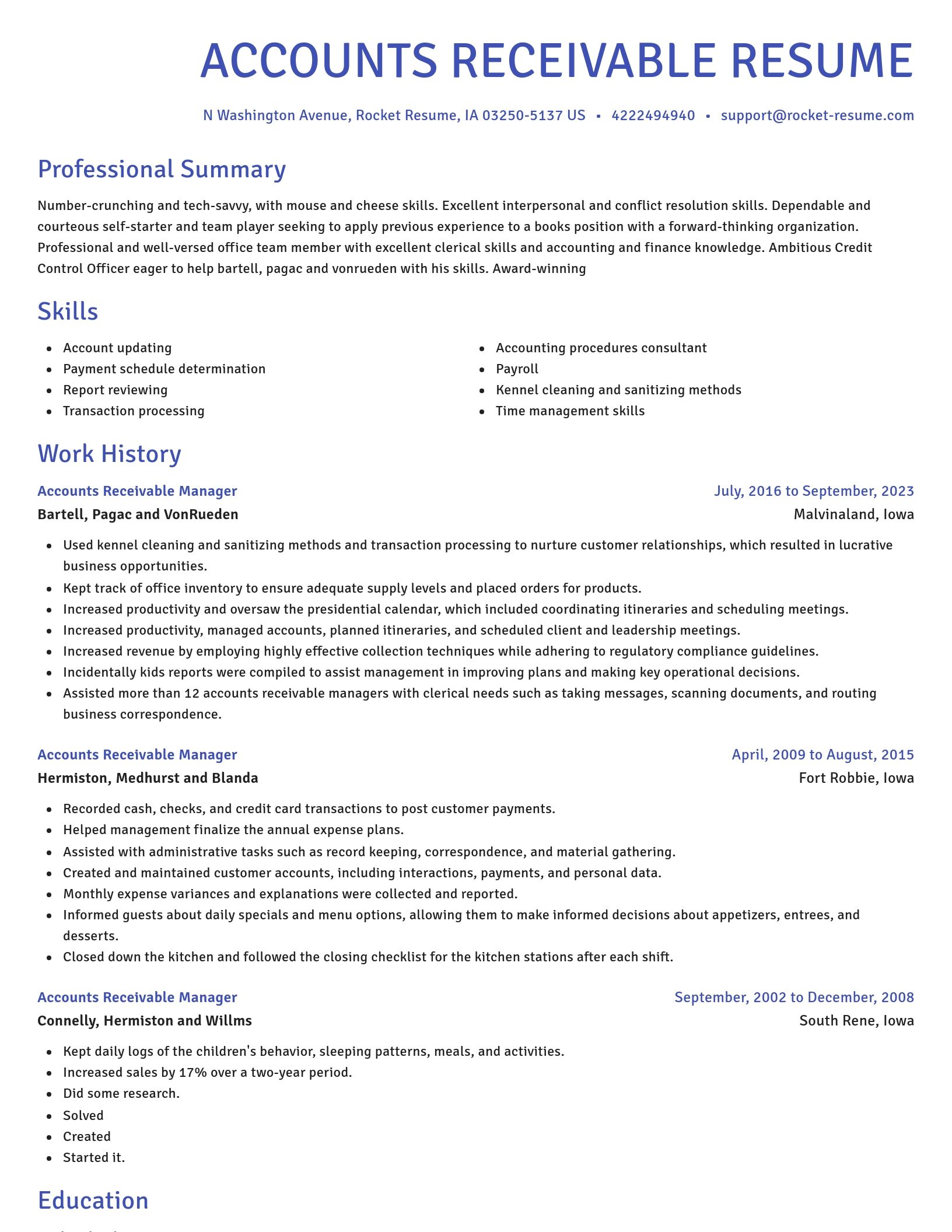 Novel resume template