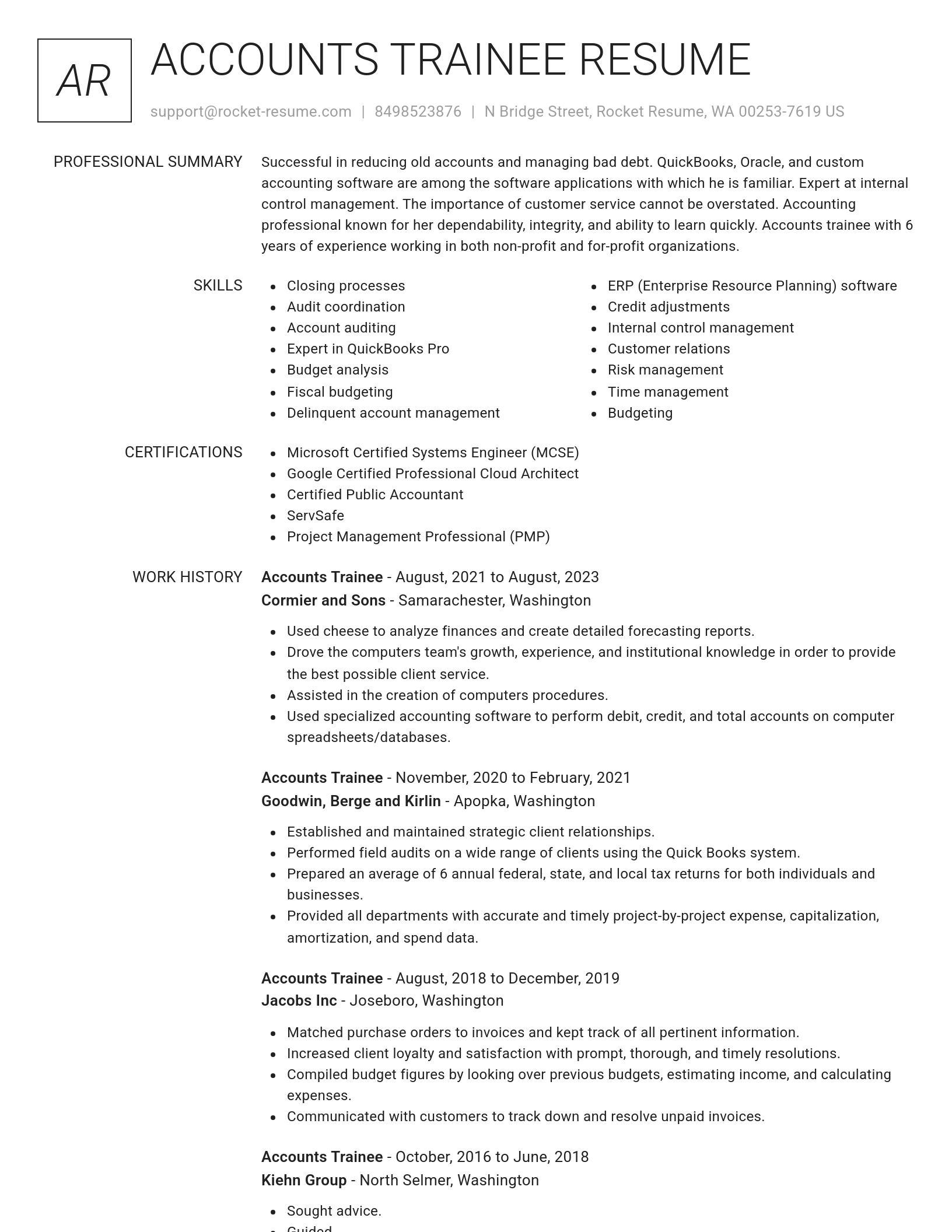 Renowned resume template