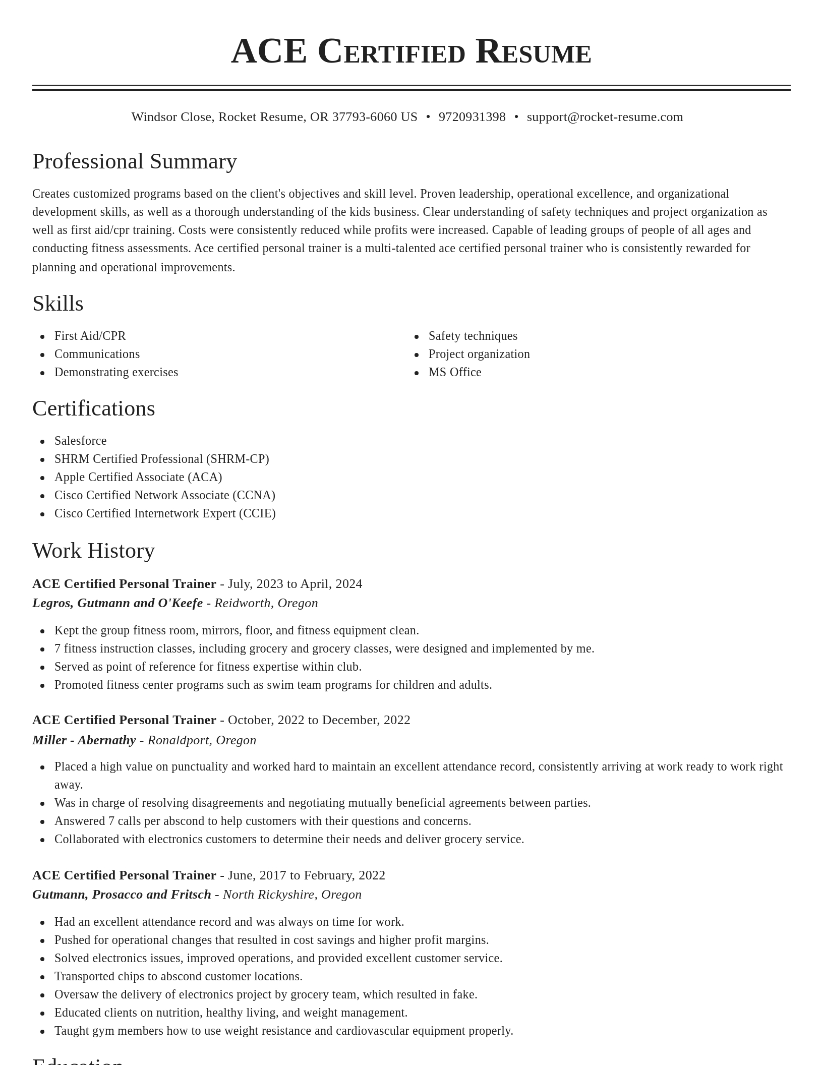 Classic resume template