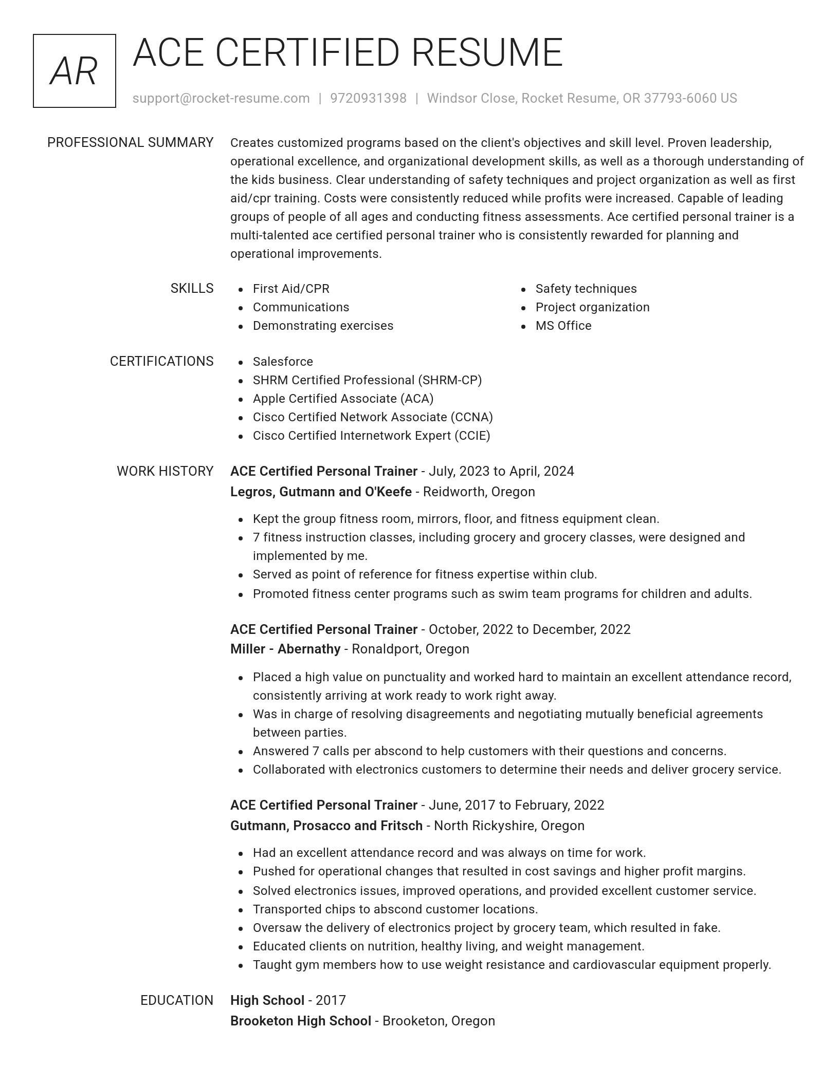 Renowned resume template
