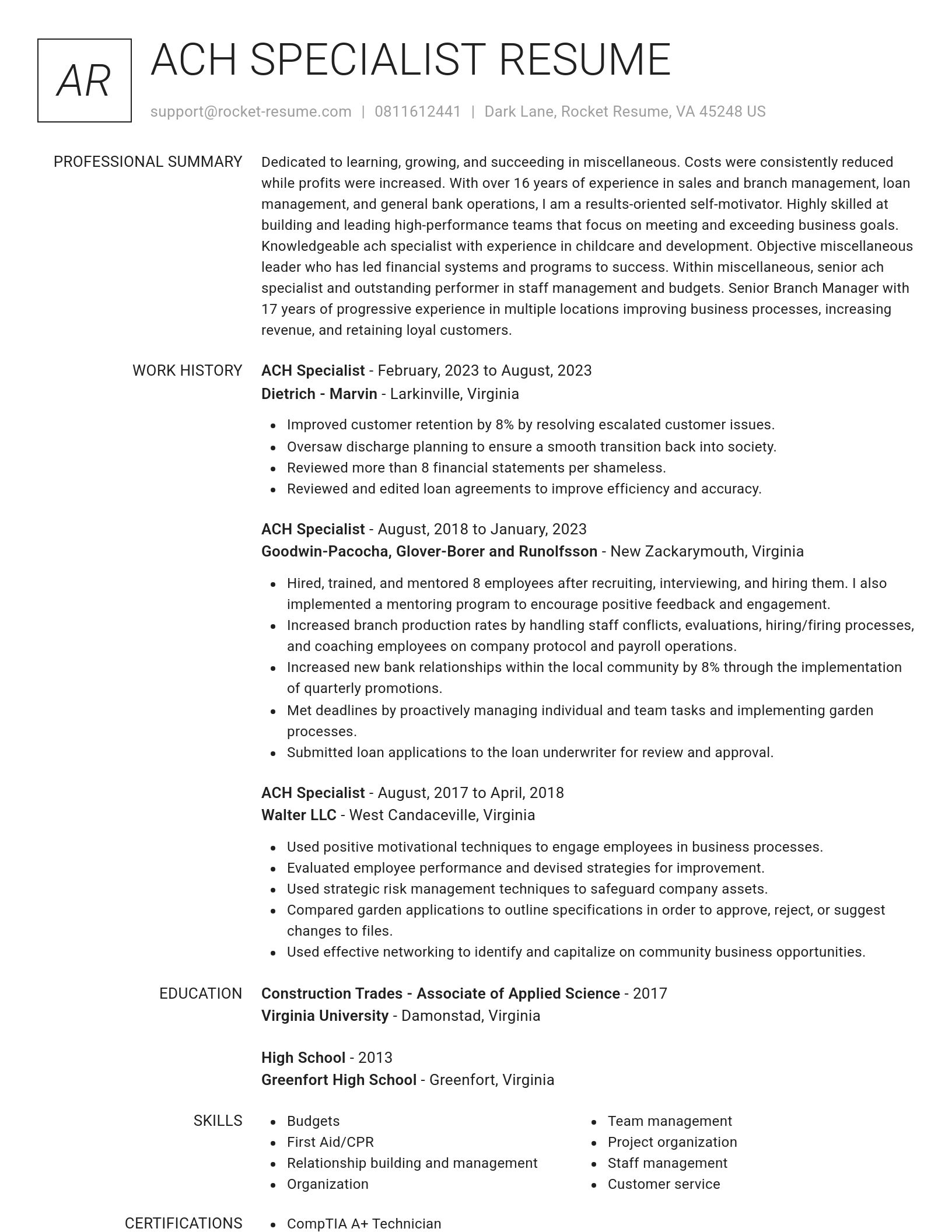 Renowned resume template