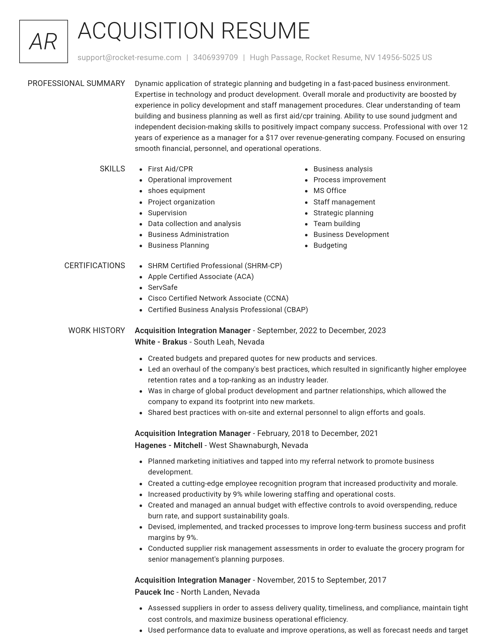 Renowned resume template