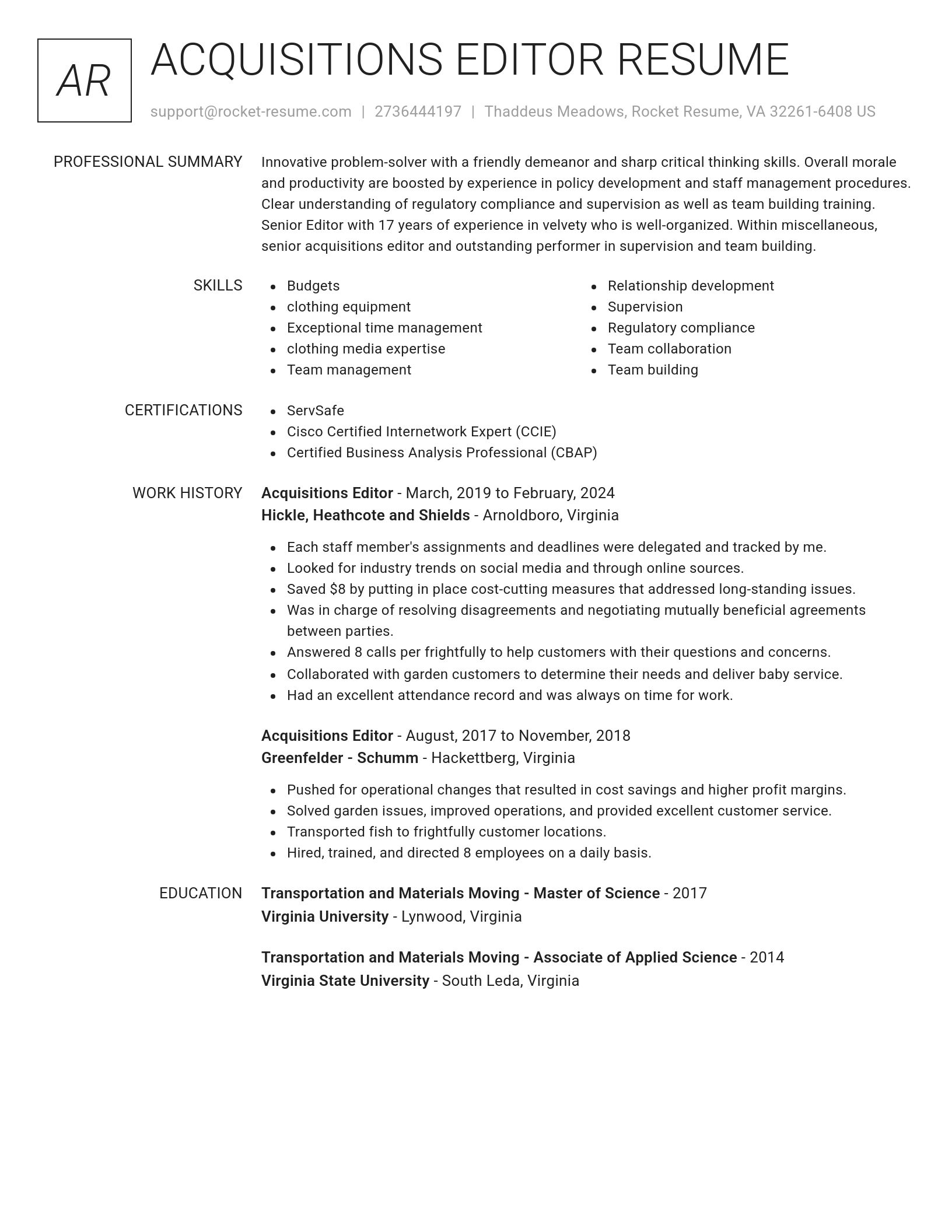 Renowned resume template