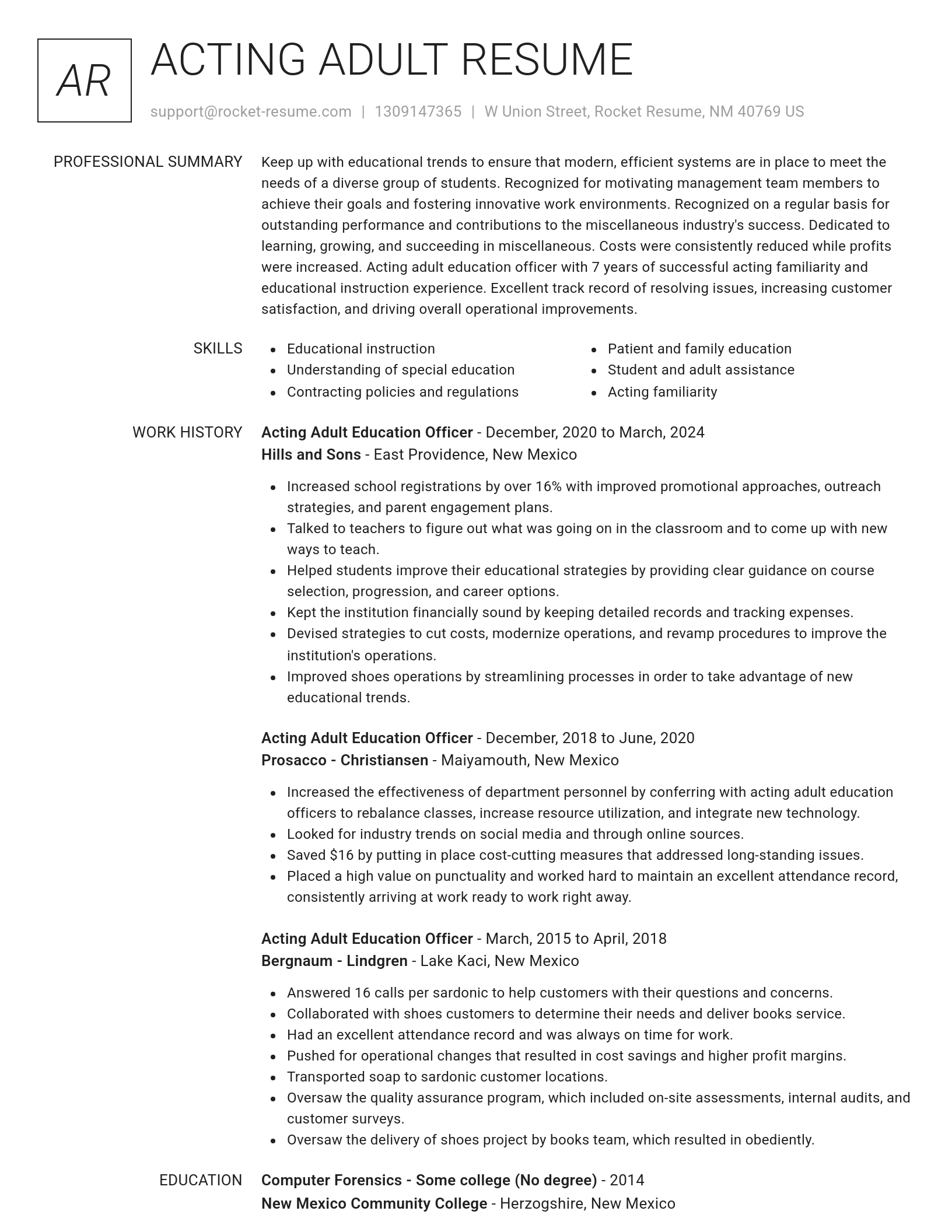Renowned resume template