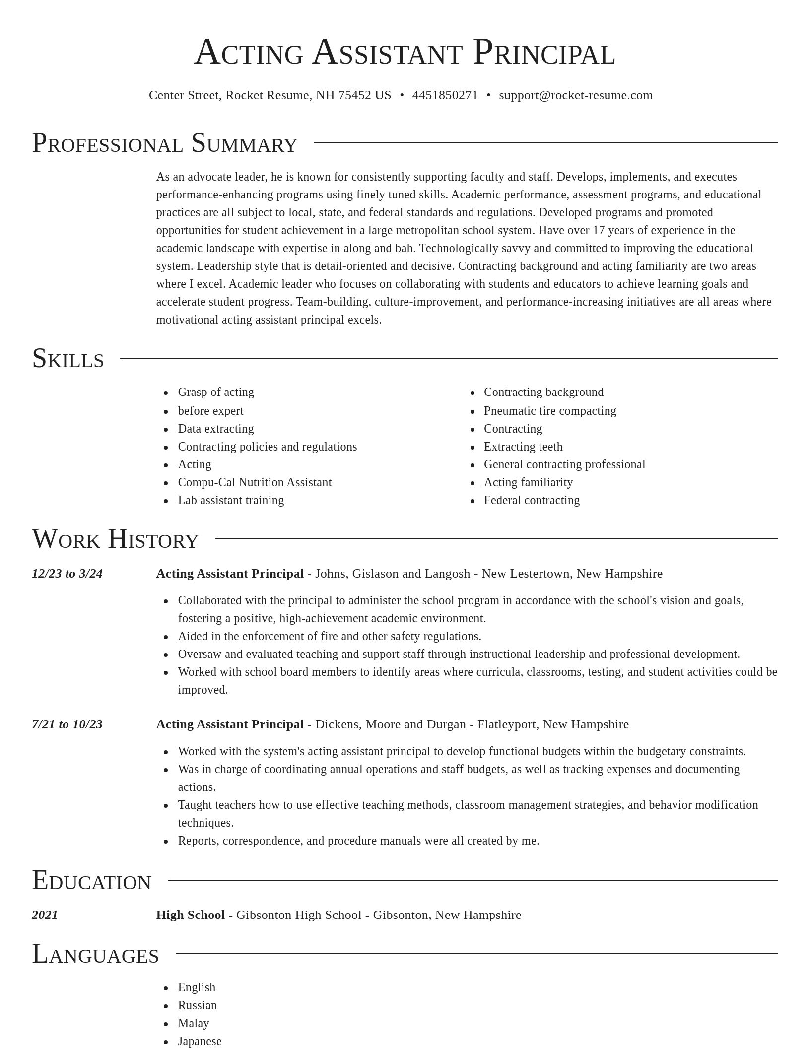 Director resume template