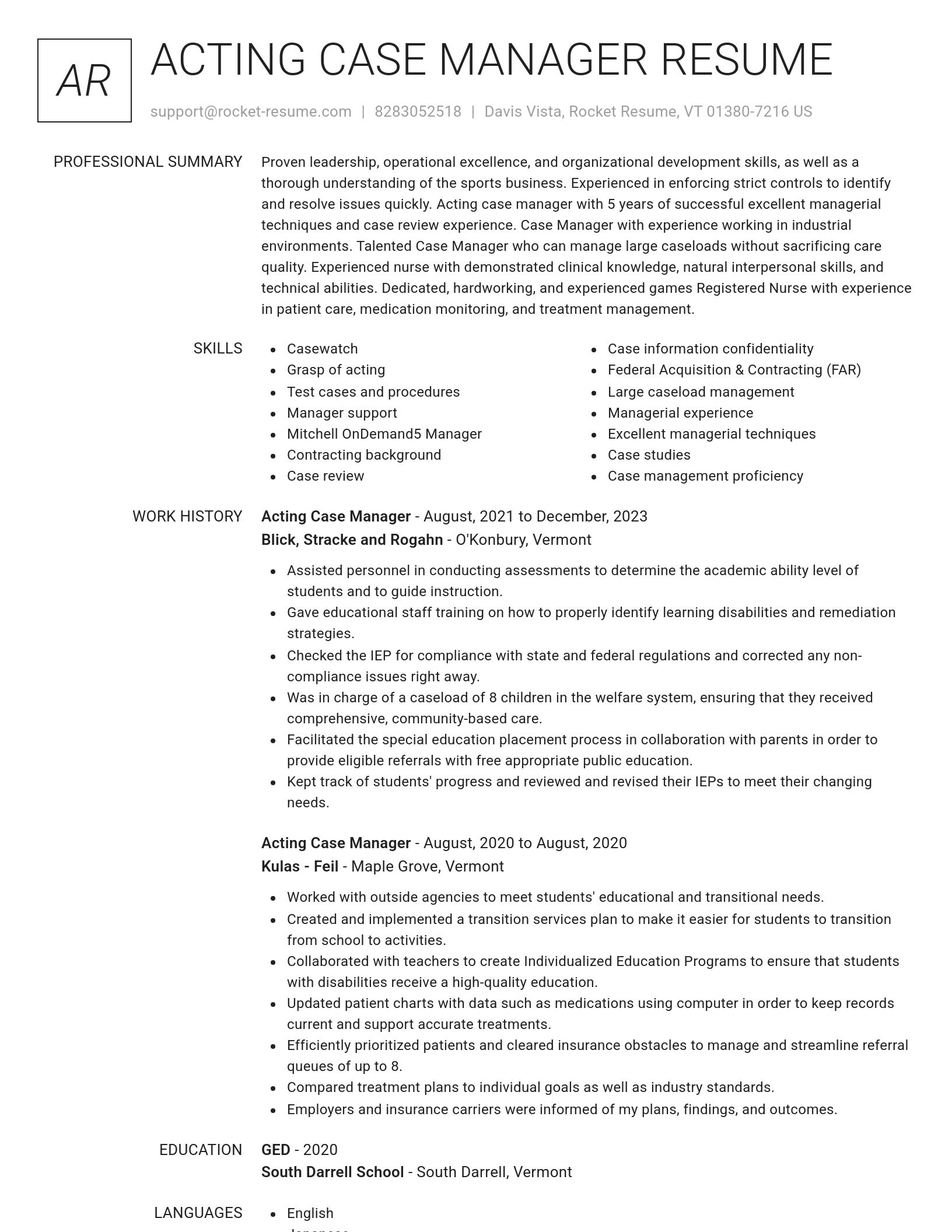 Renowned resume template