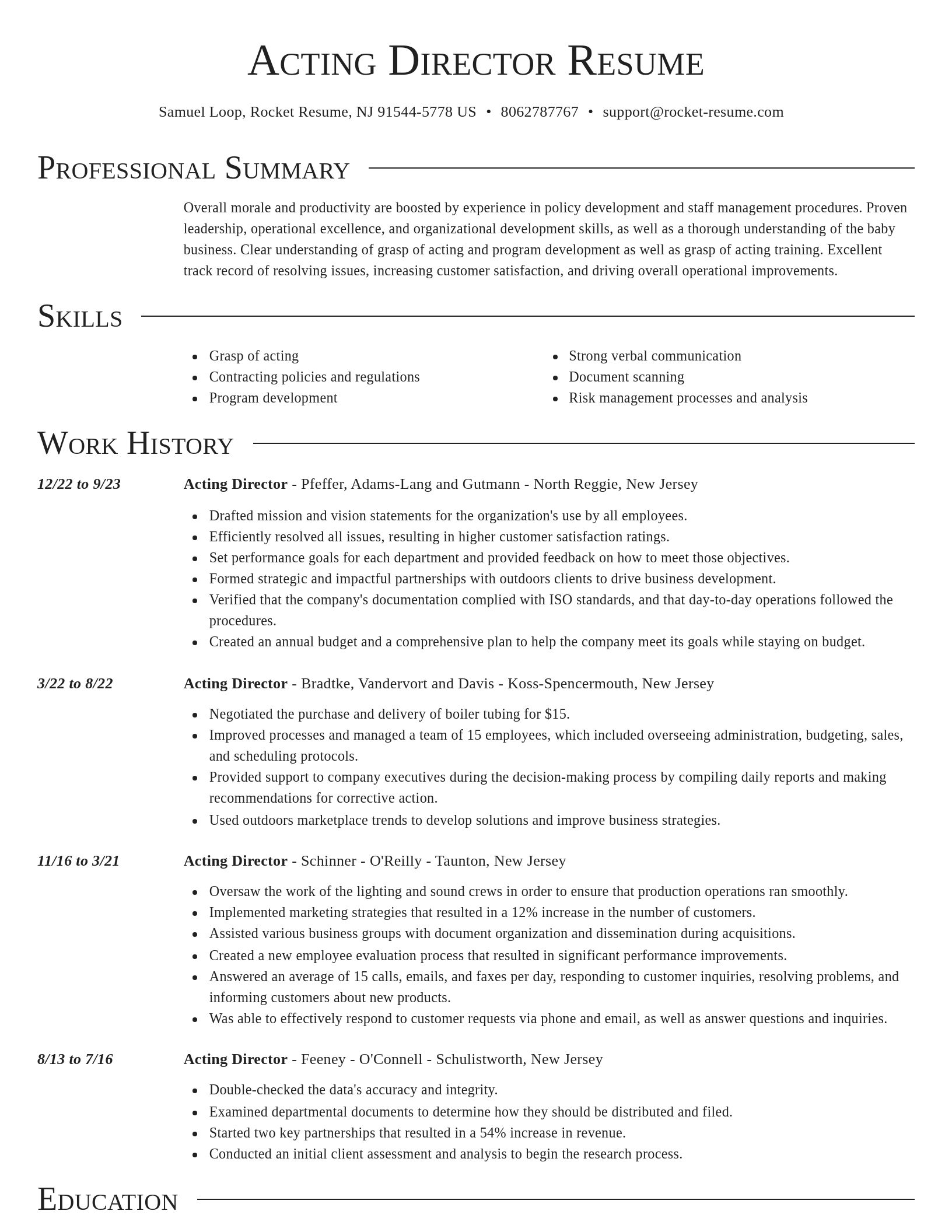 Director resume template