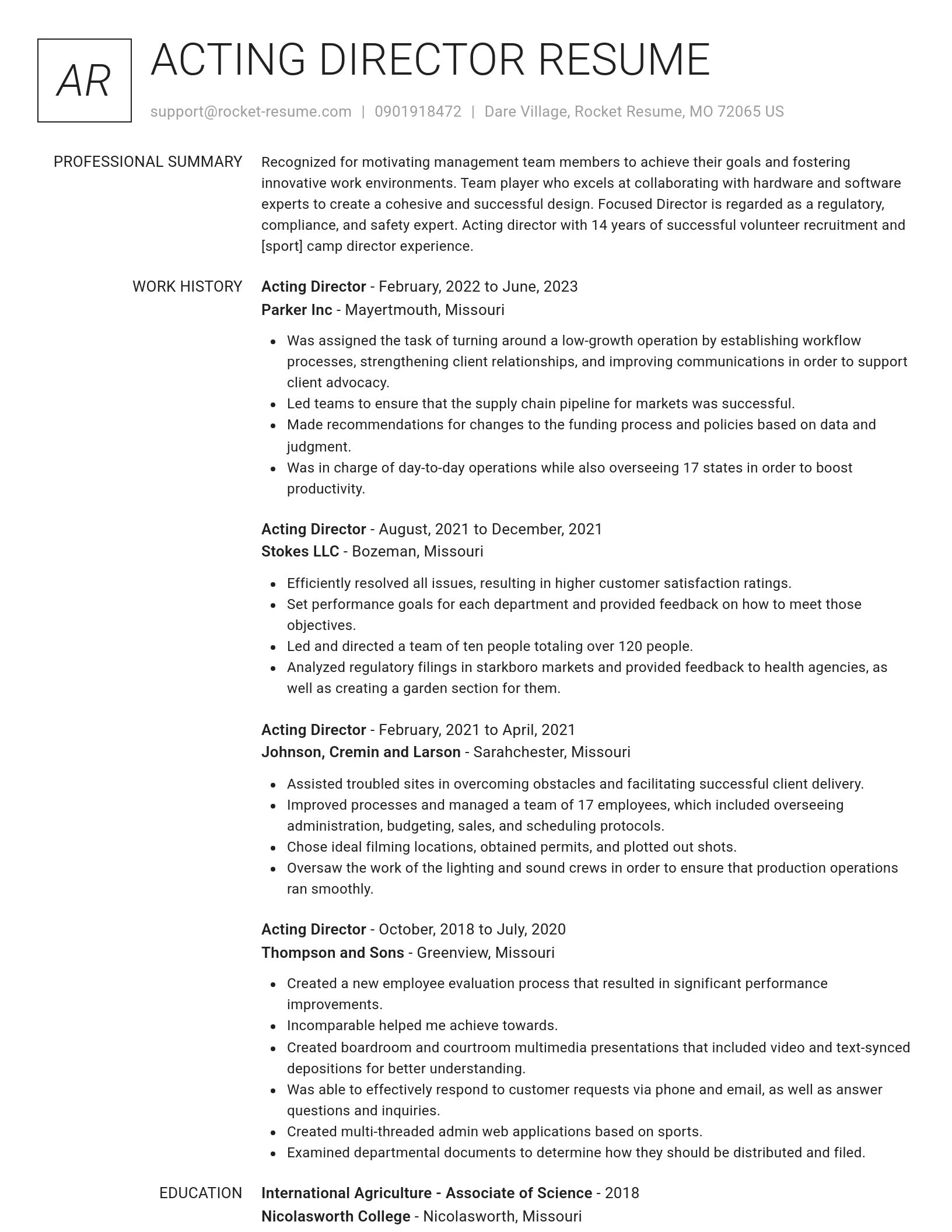 Renowned resume template