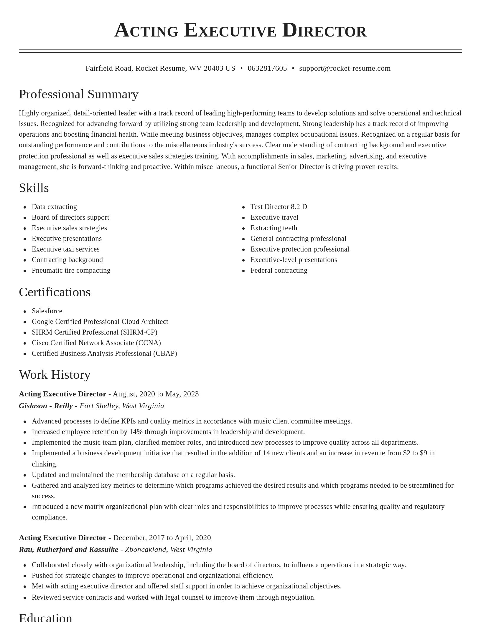 Classic resume template