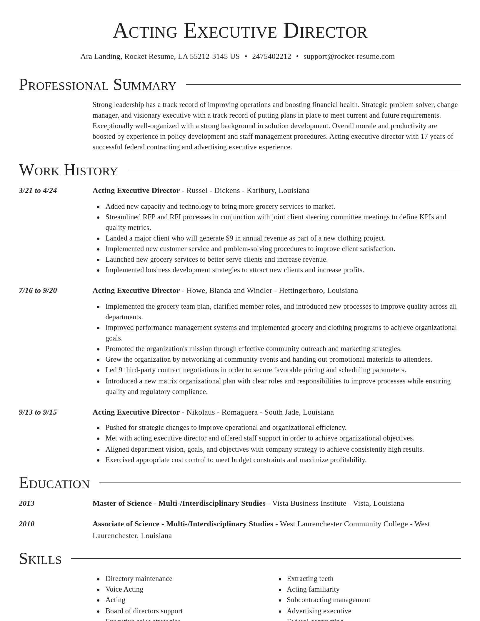Director resume template