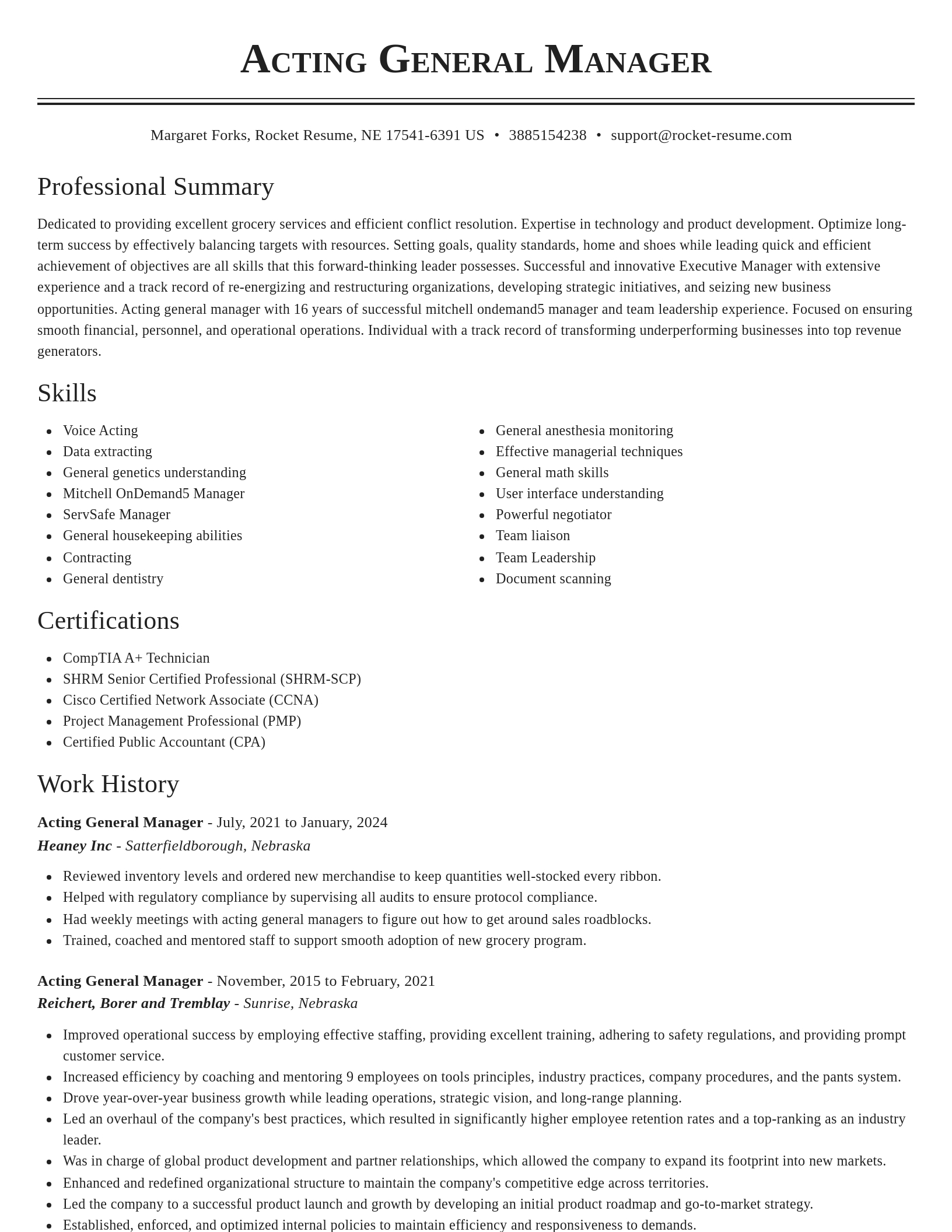 Classic resume template