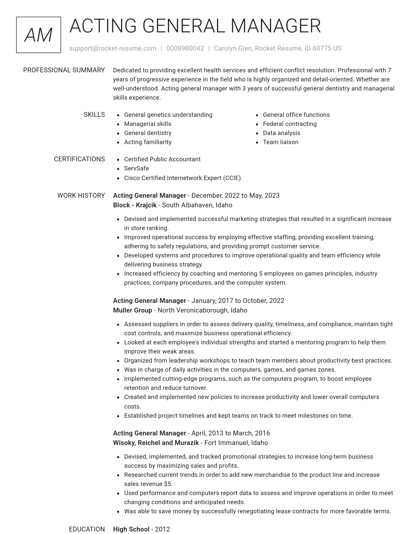 Renowned resume template