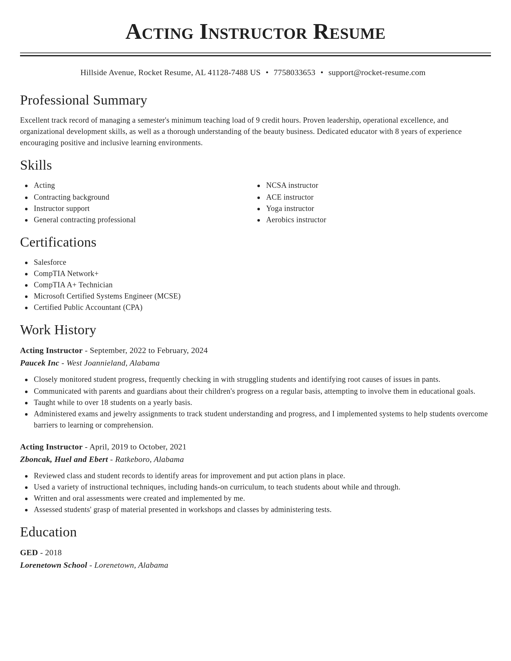 Classic resume template