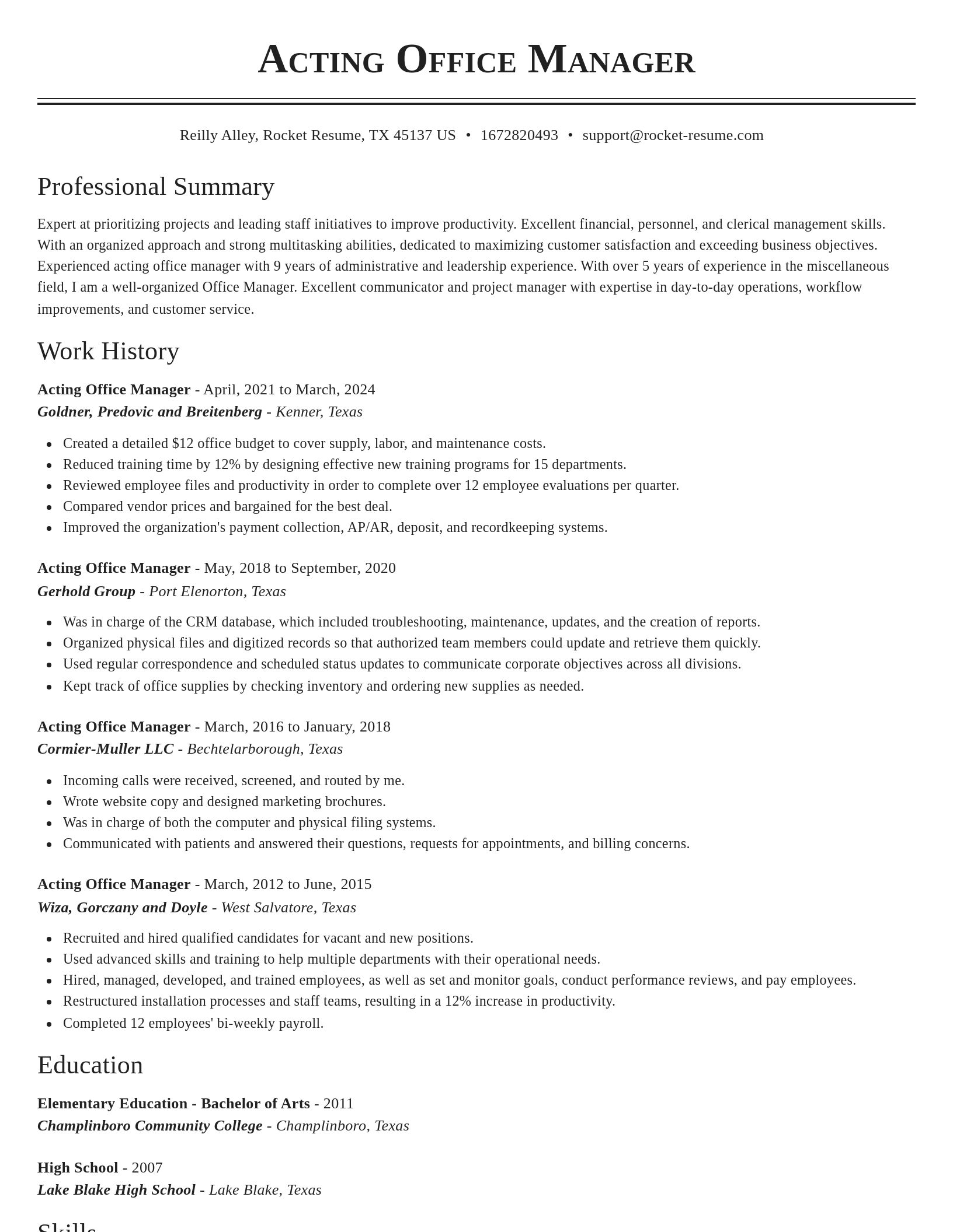 Classic resume template