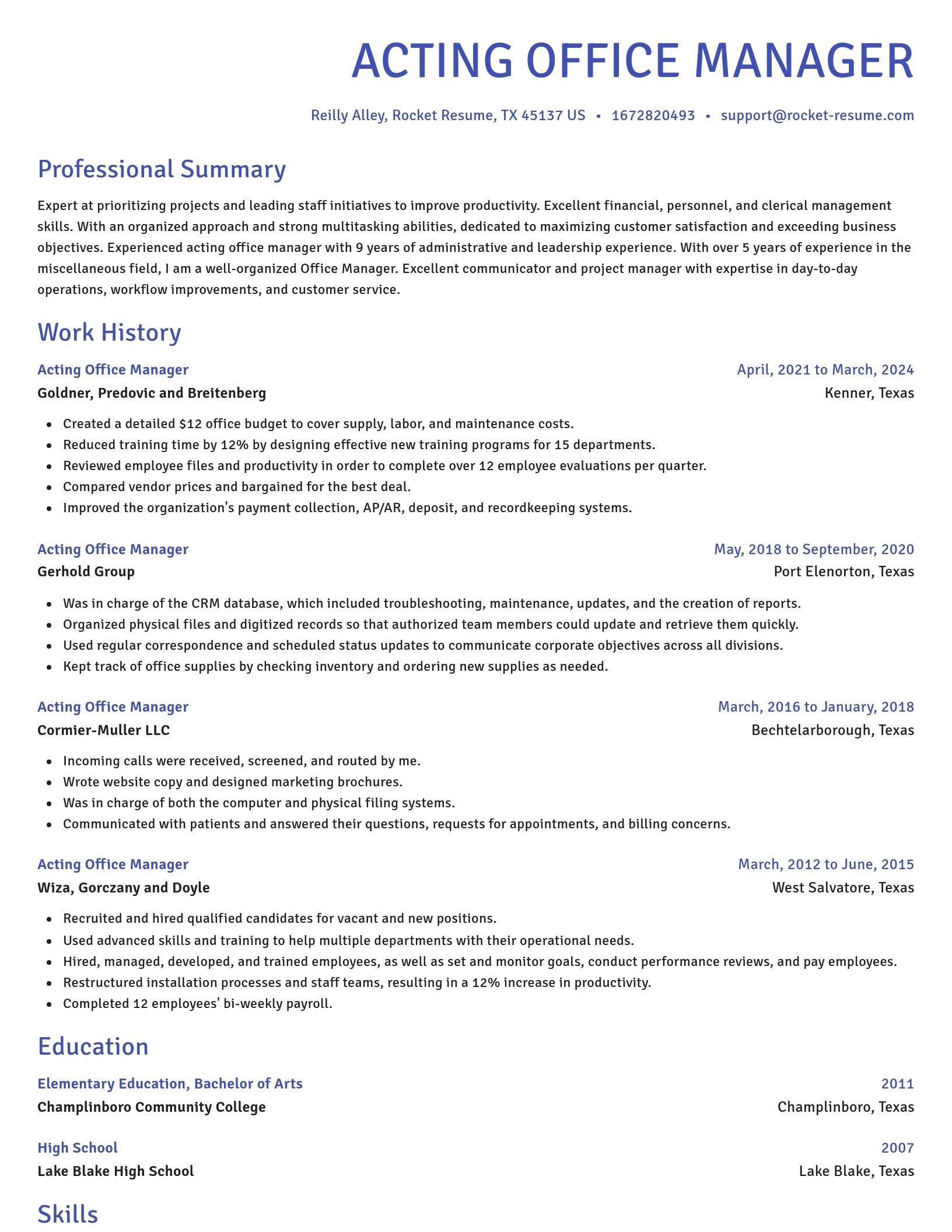 Novel resume template