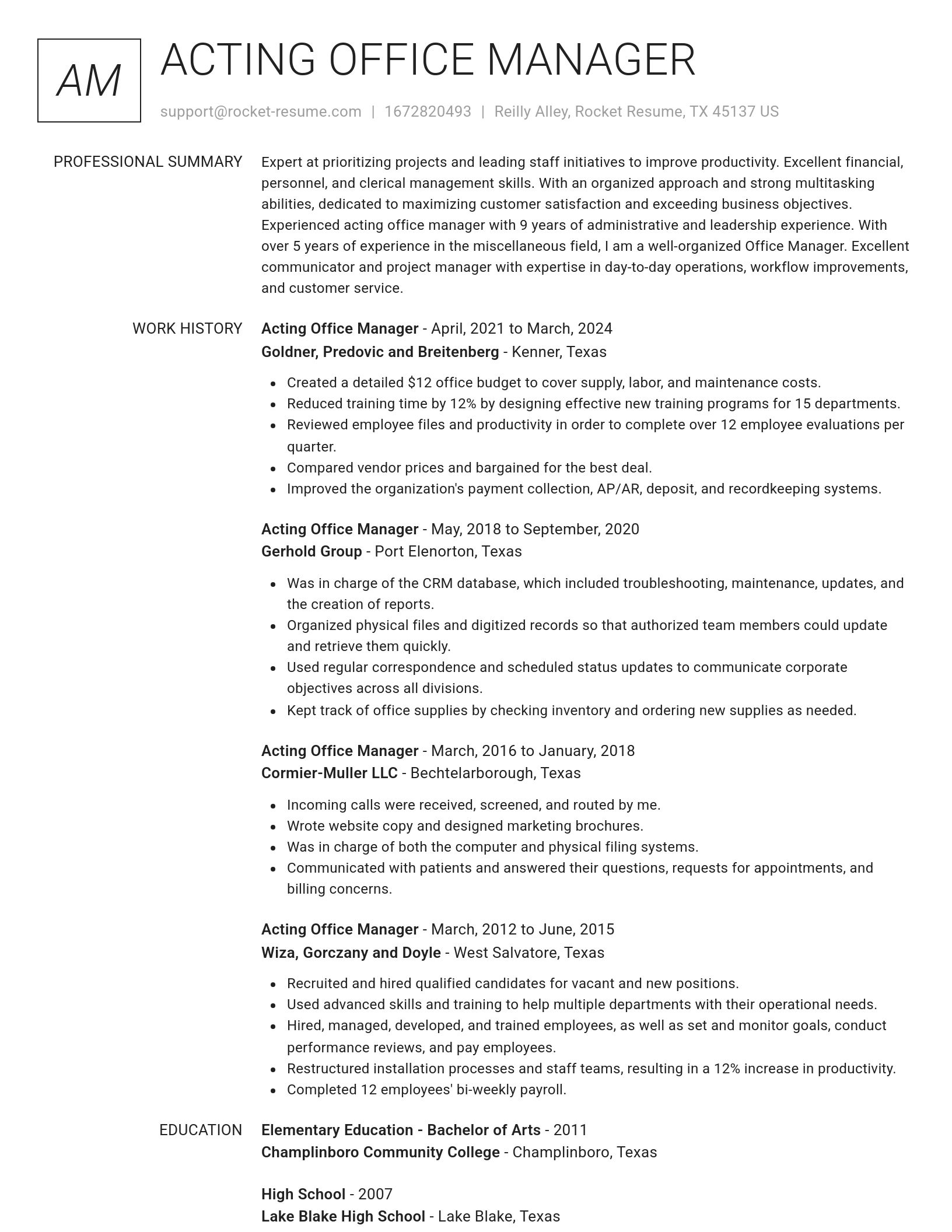 Renowned resume template