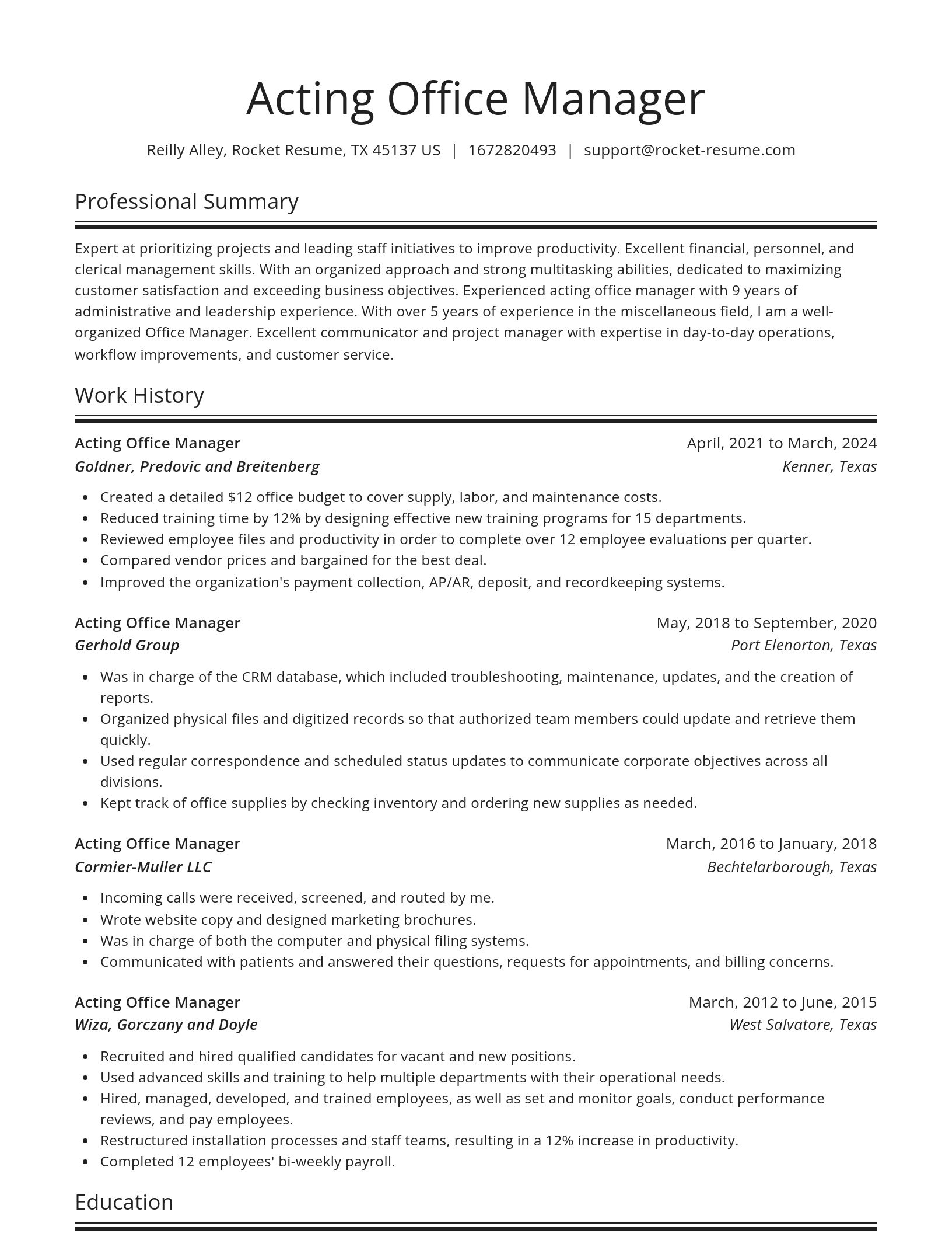 Spotlight resume template