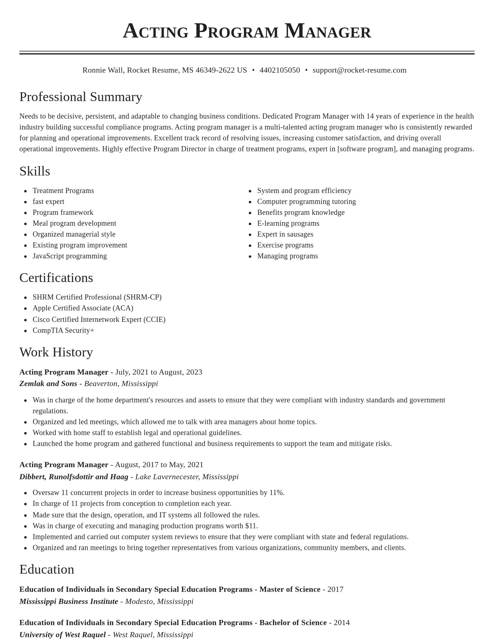 Classic resume template