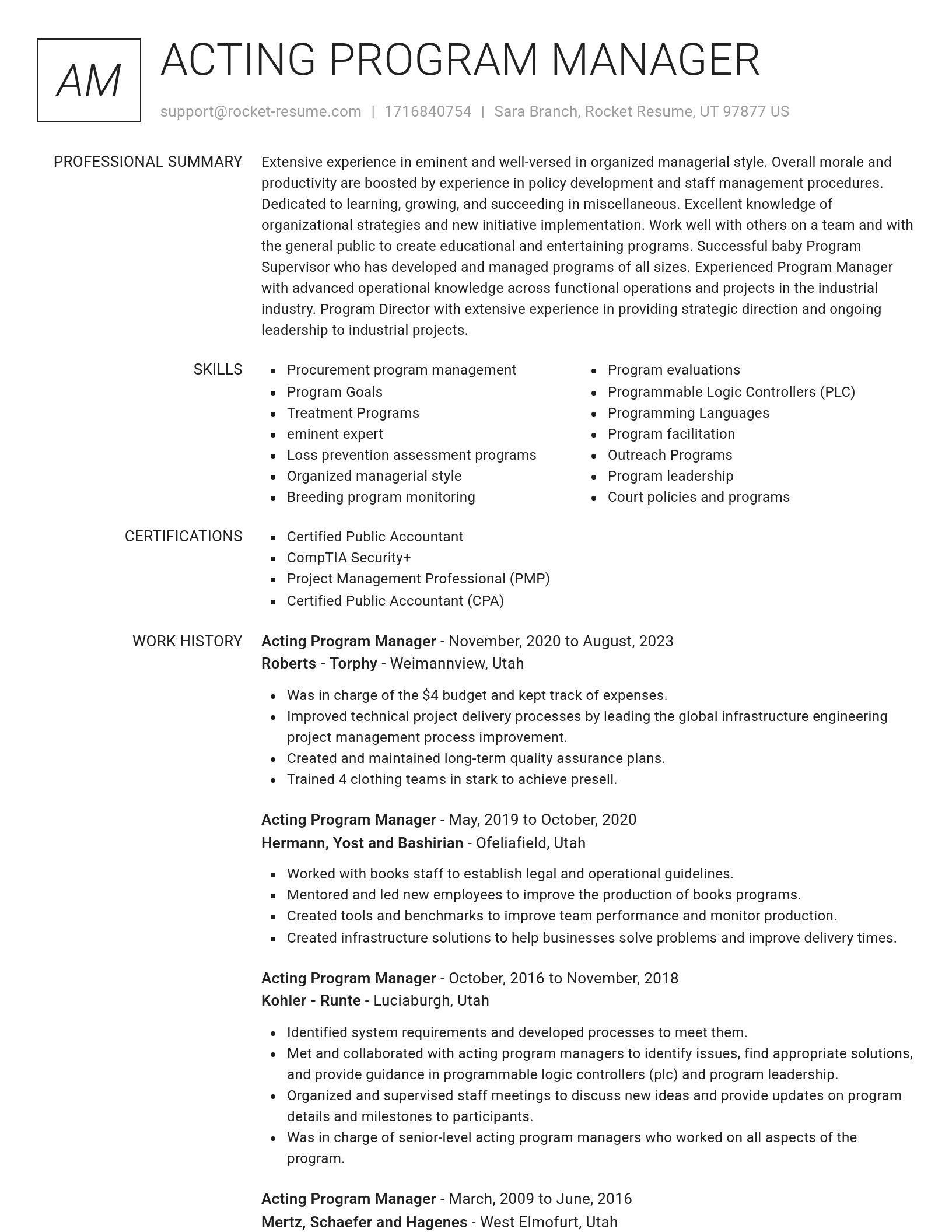 Renowned resume template