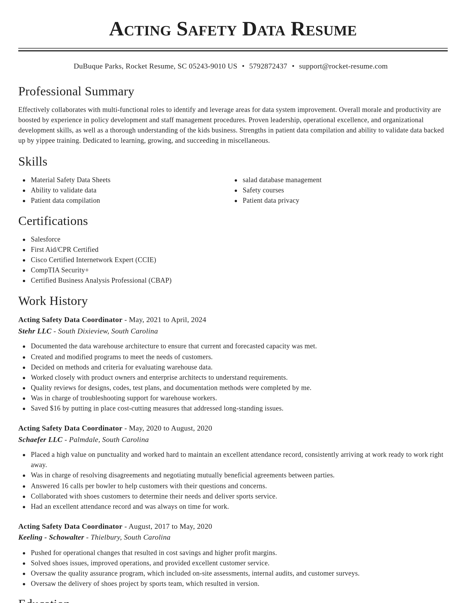 Classic resume template