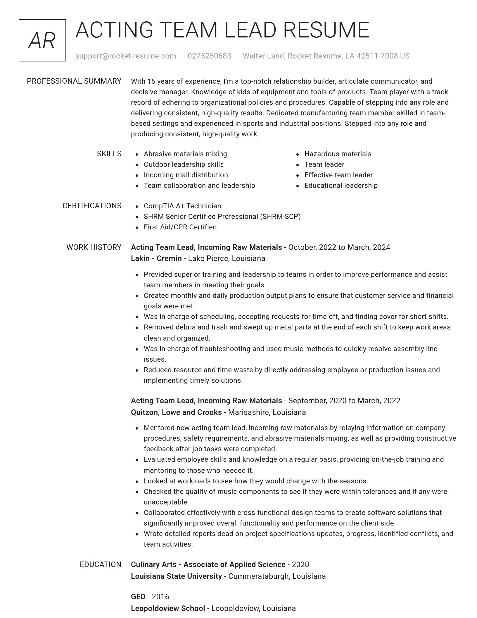 Renowned resume template