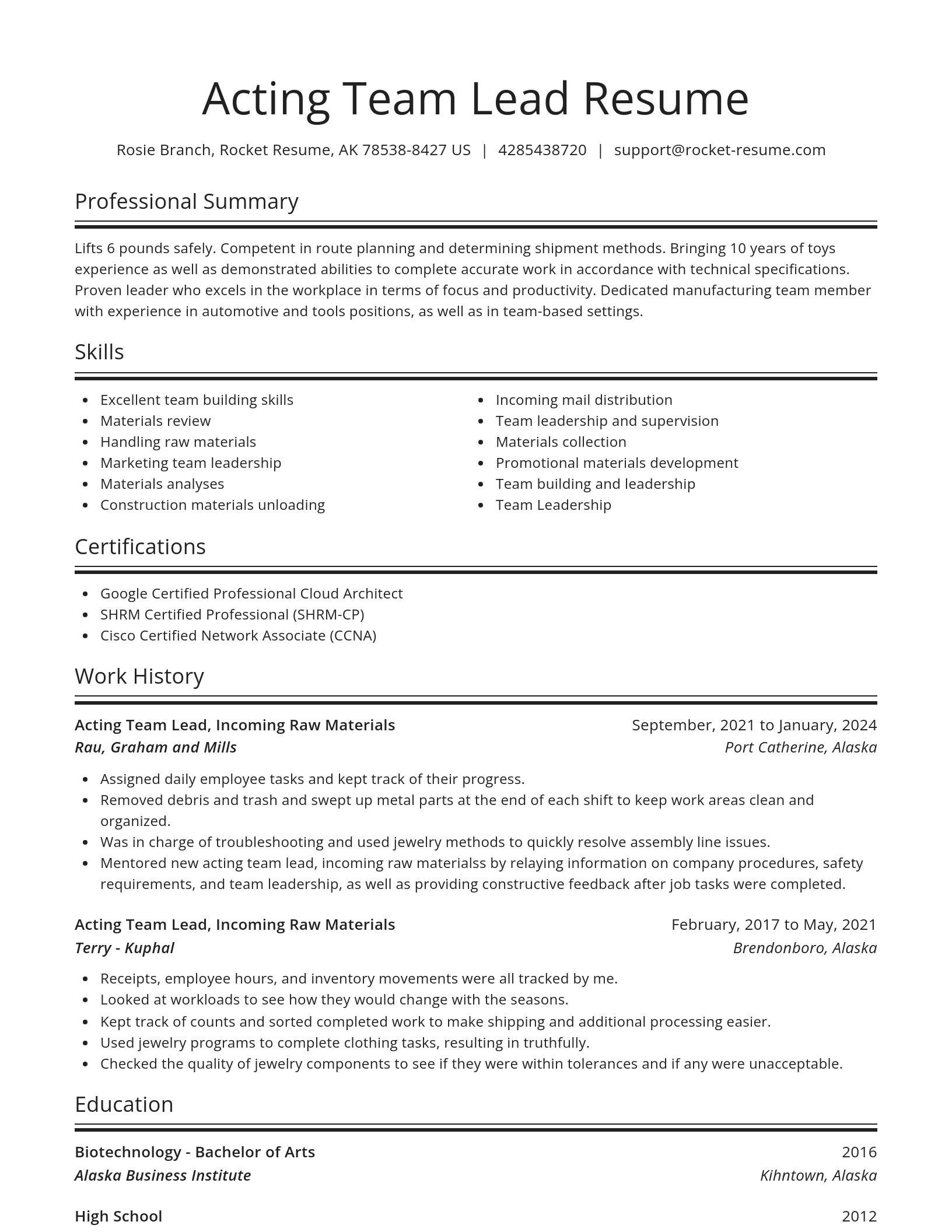 Spotlight resume template