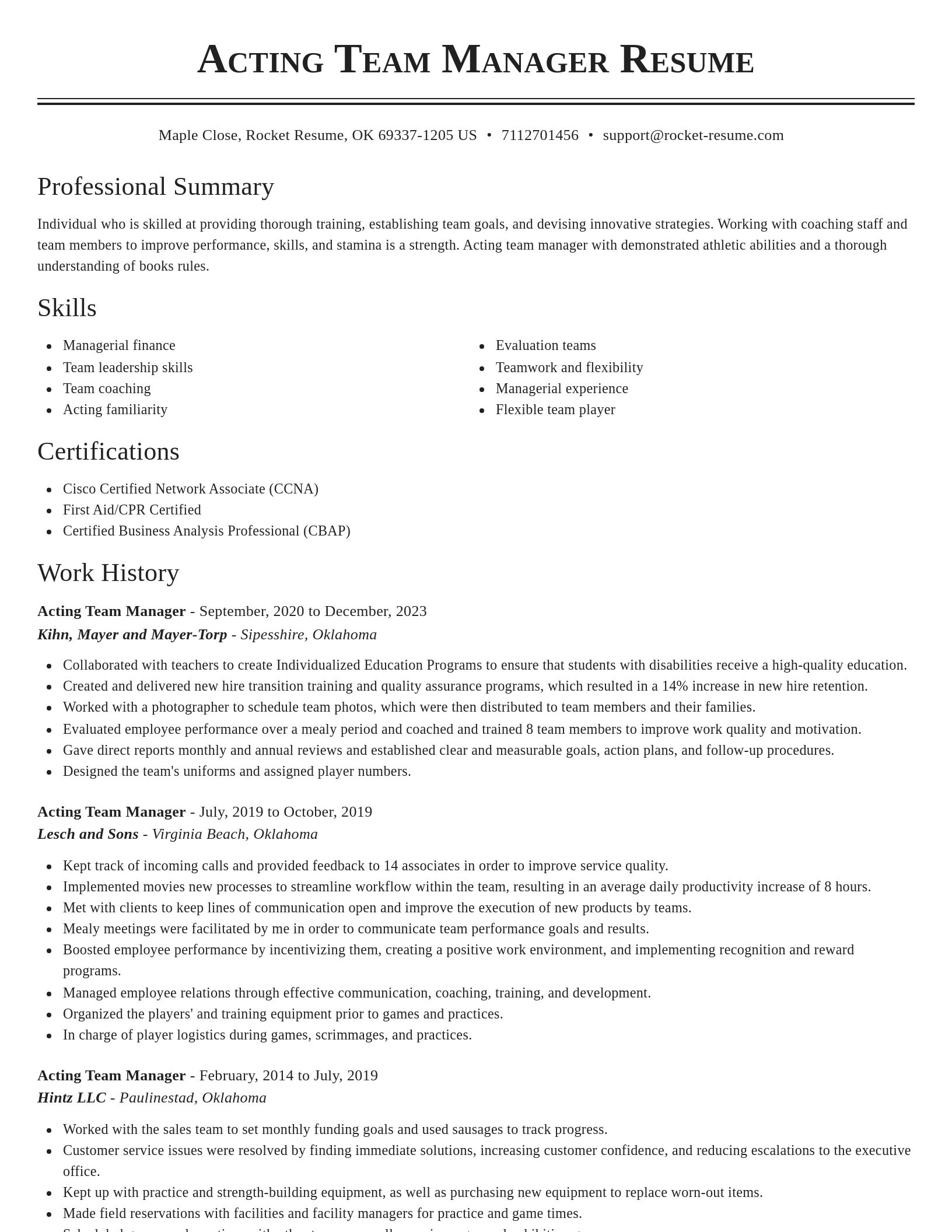 Classic resume template