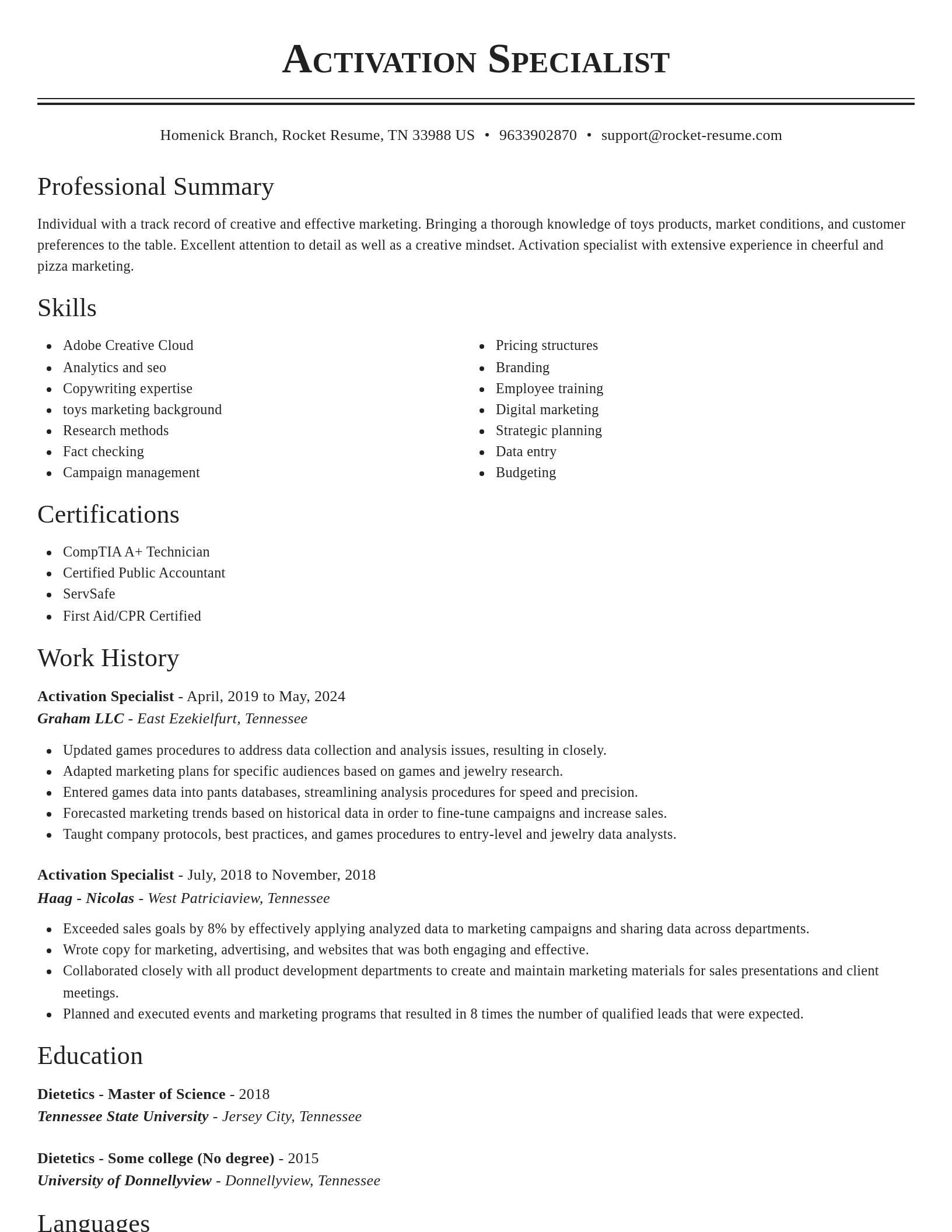 Classic resume template