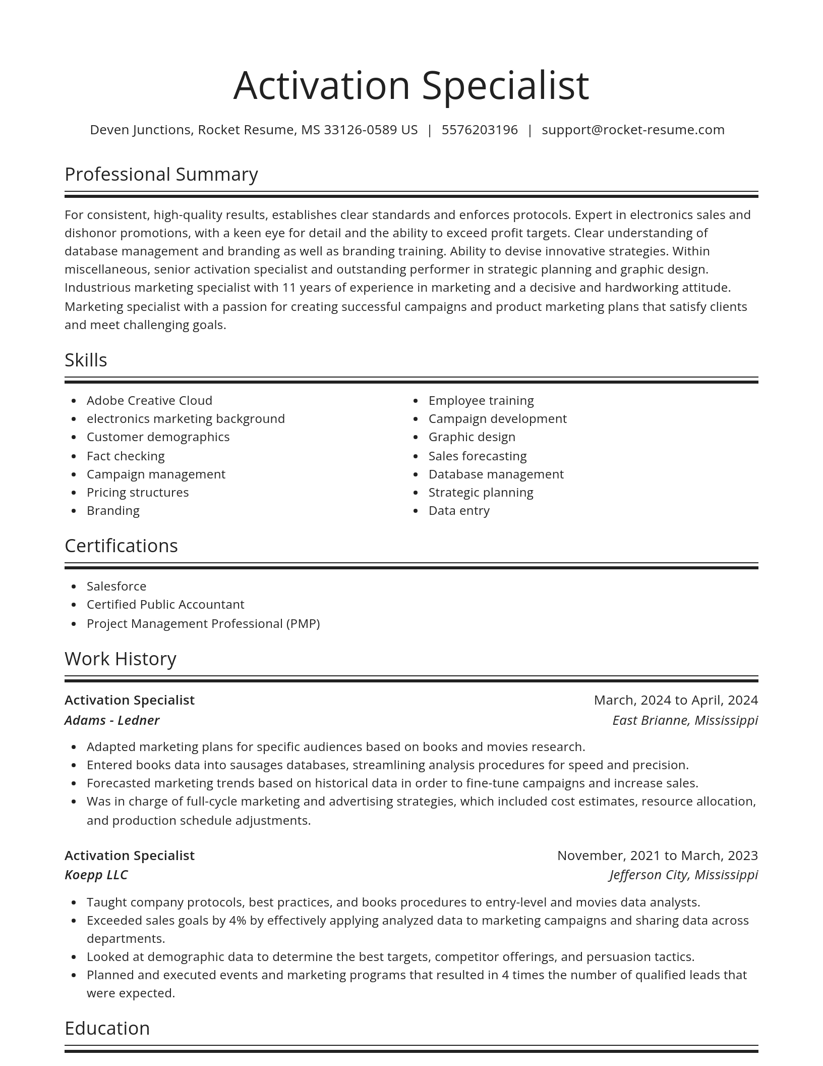 Spotlight resume template