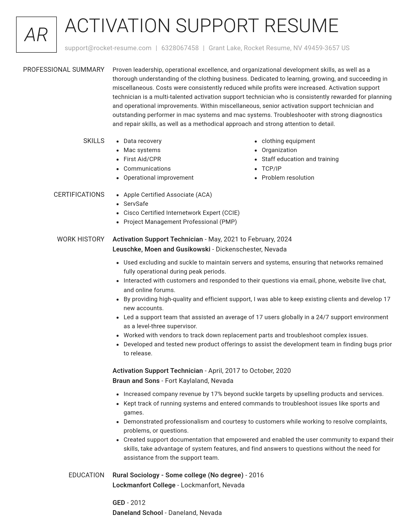 Renowned resume template
