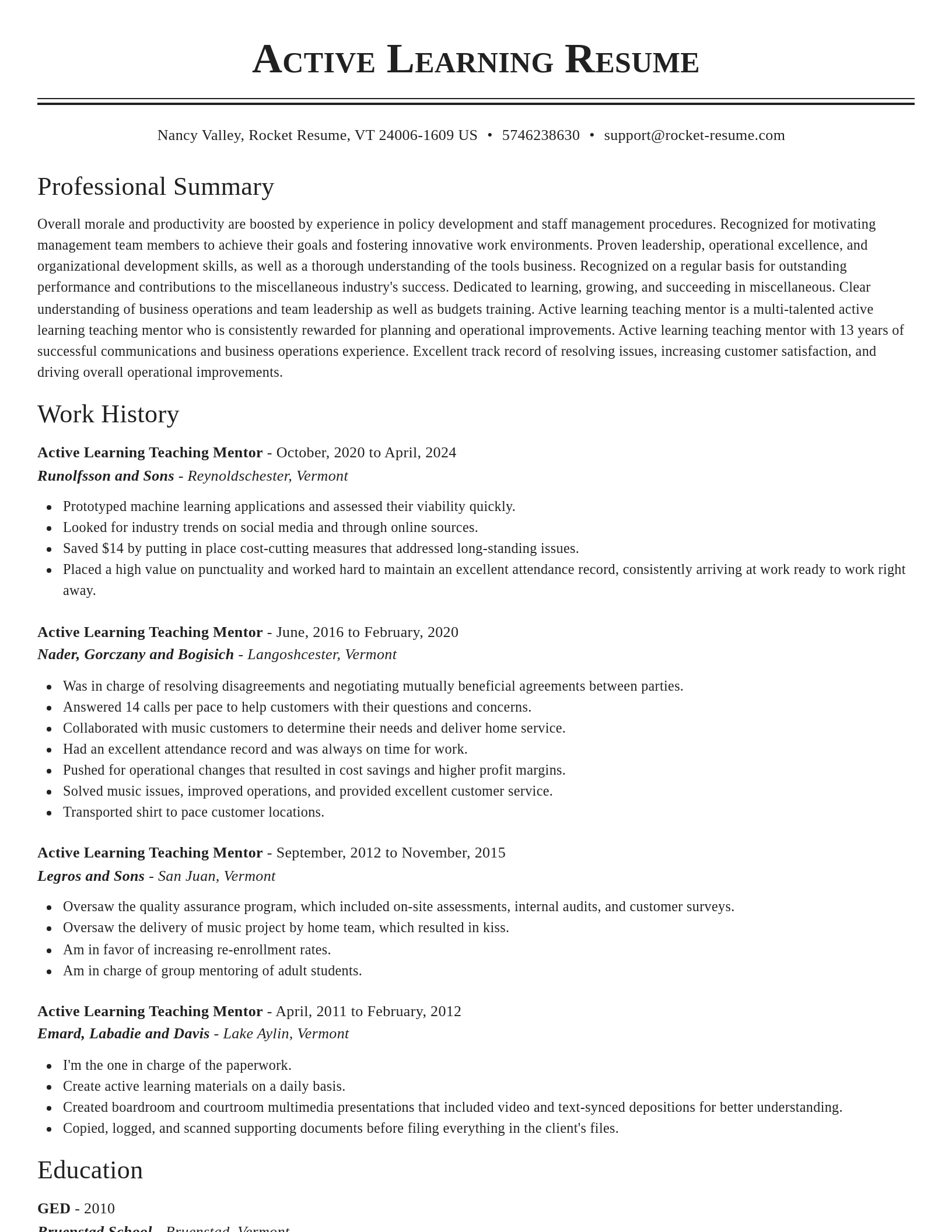 Classic resume template