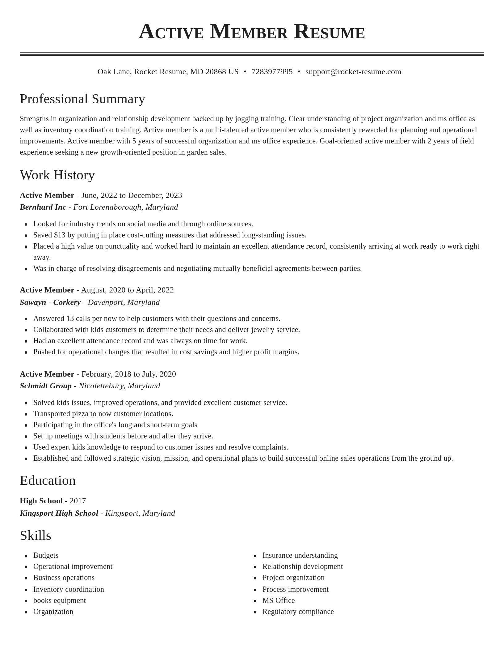 Classic resume template