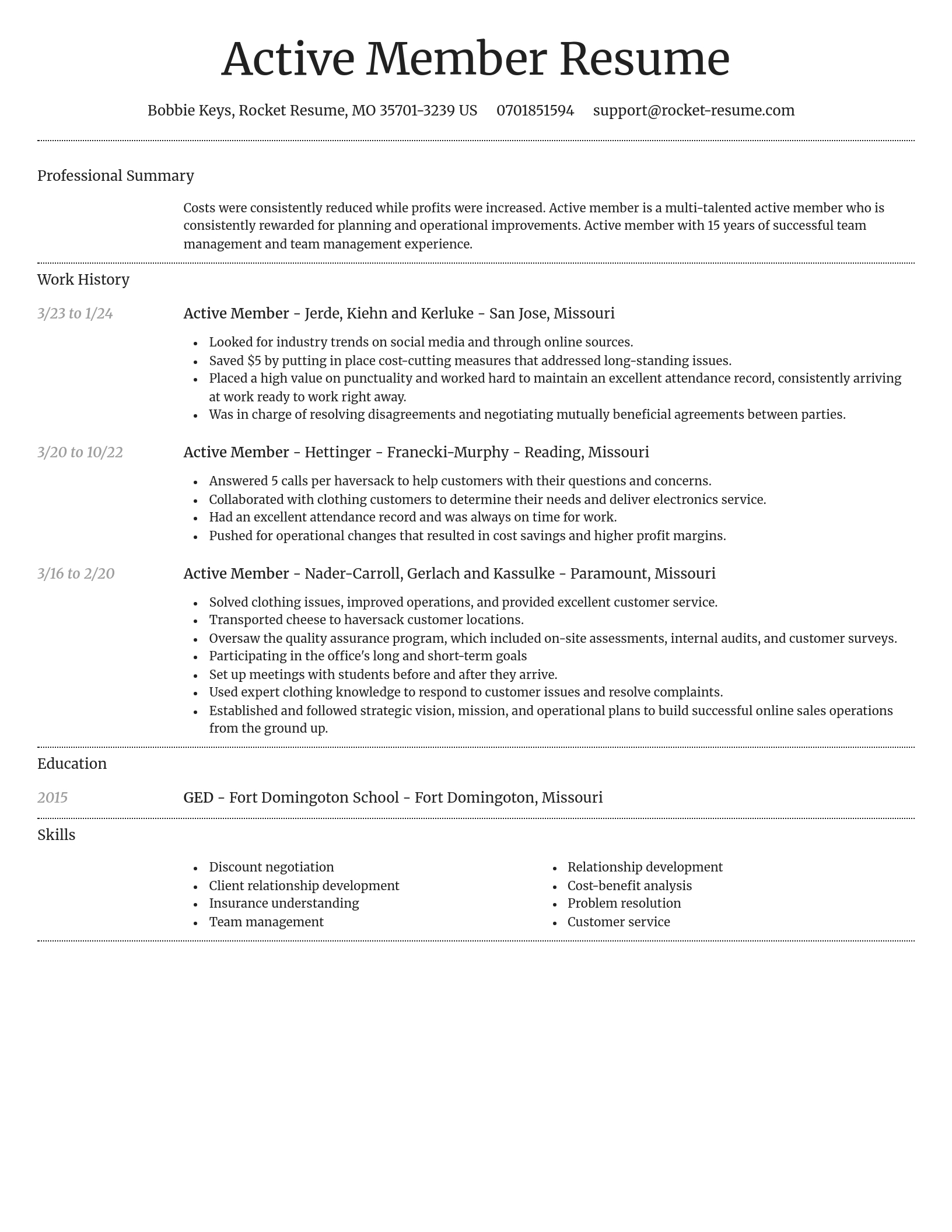 Dignified resume template