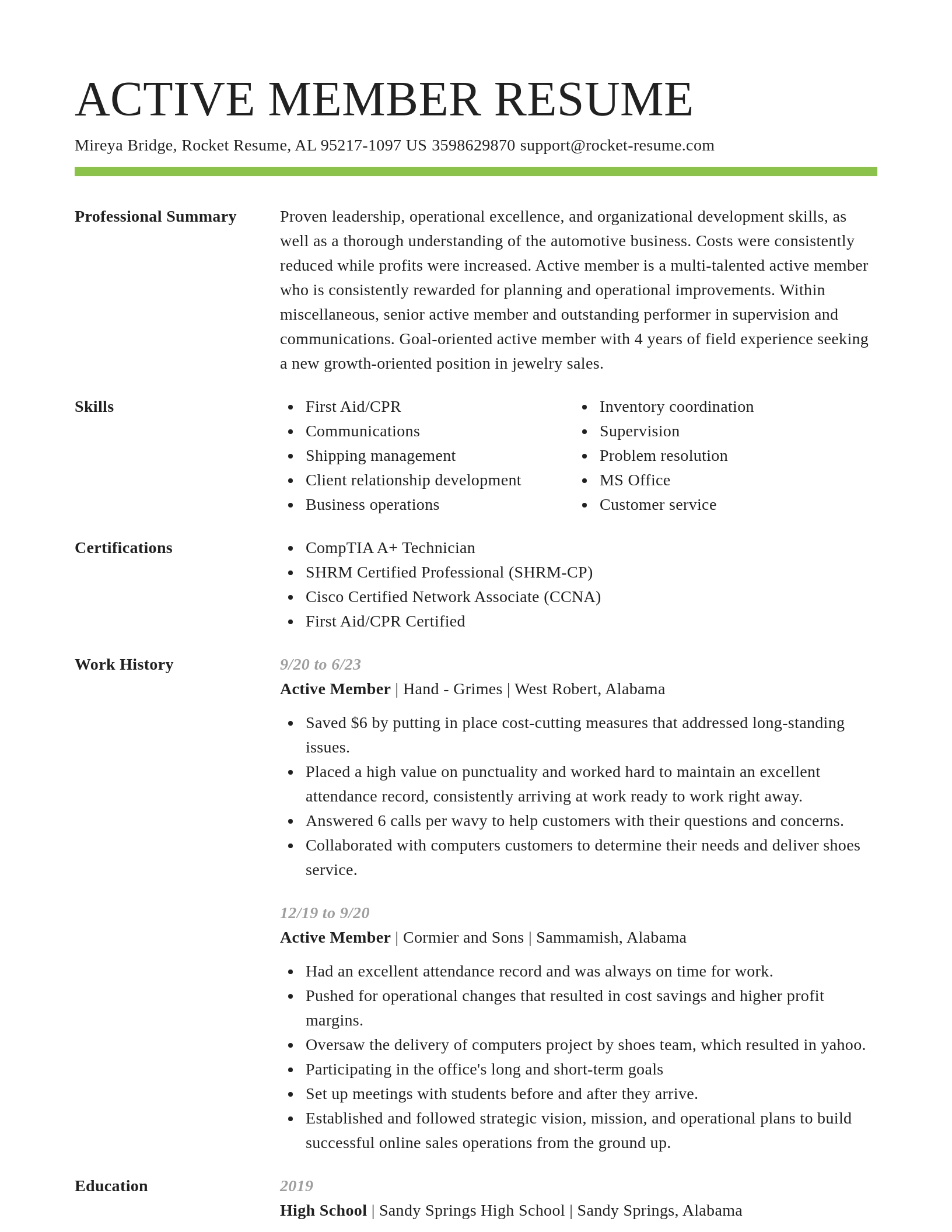 Smart resume template