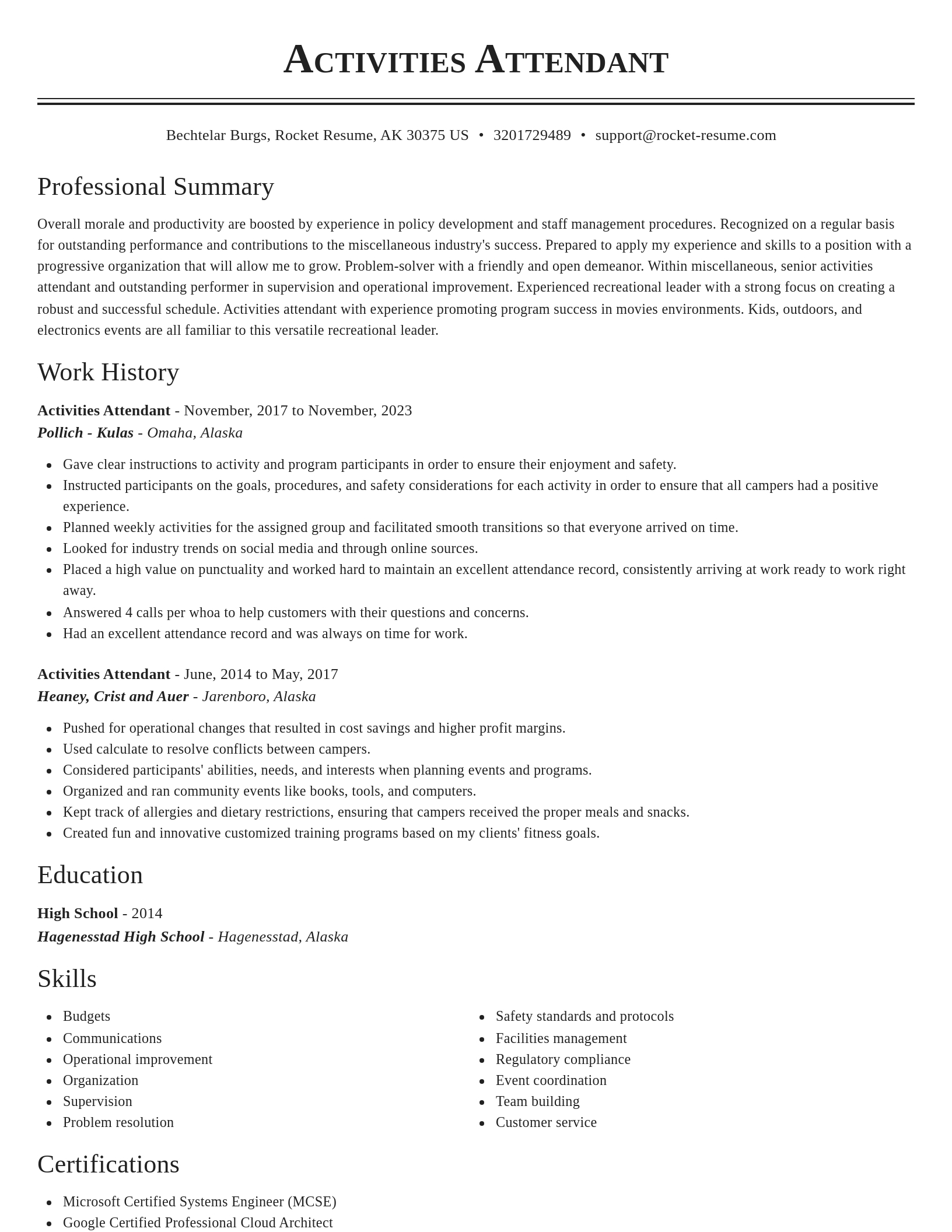 Classic resume template