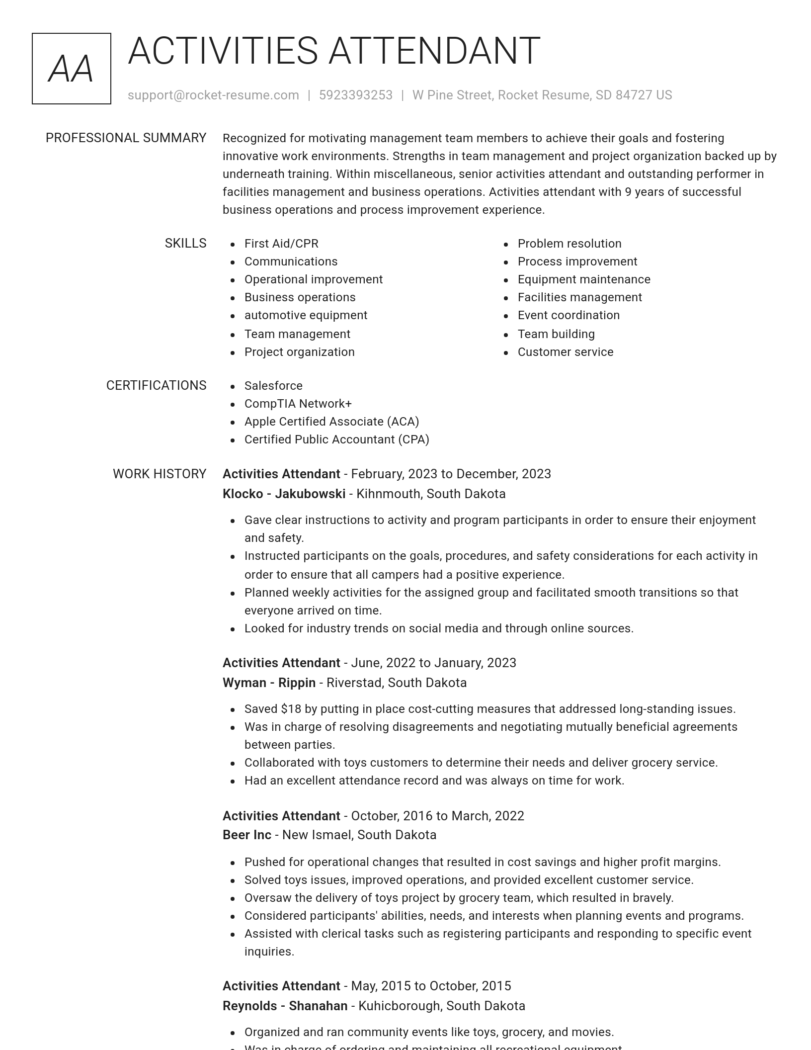 Renowned resume template